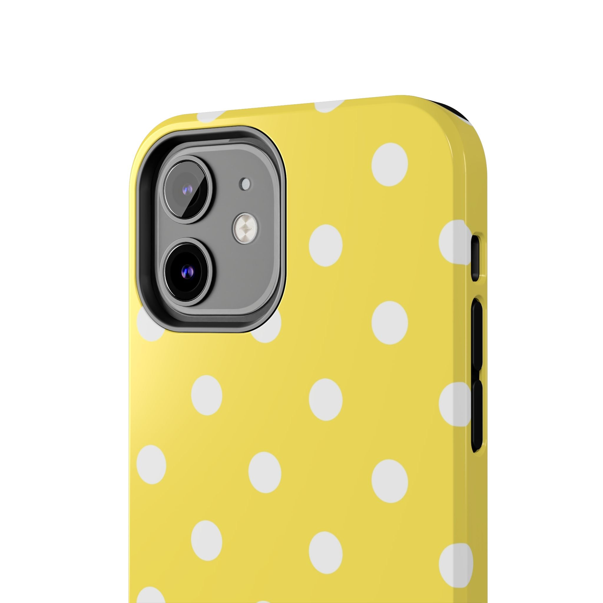 Yellow Polka Dot Tough Phone Case — Cute Protective iPhone Cover