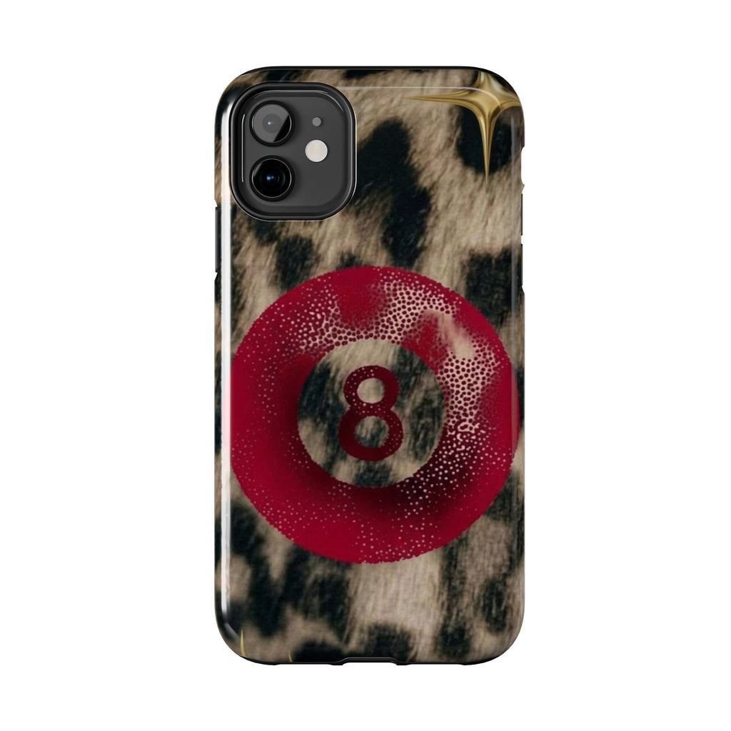 8 Ball Leopard Phone Case — Tough Protective Phone Case with Red 8-Ball Design
