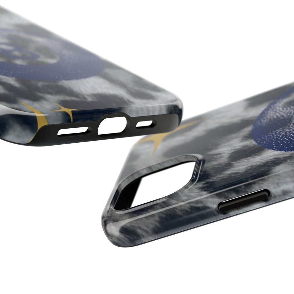 Tough Phone Case – Blue 8 Ball on Black & White Leopard Print