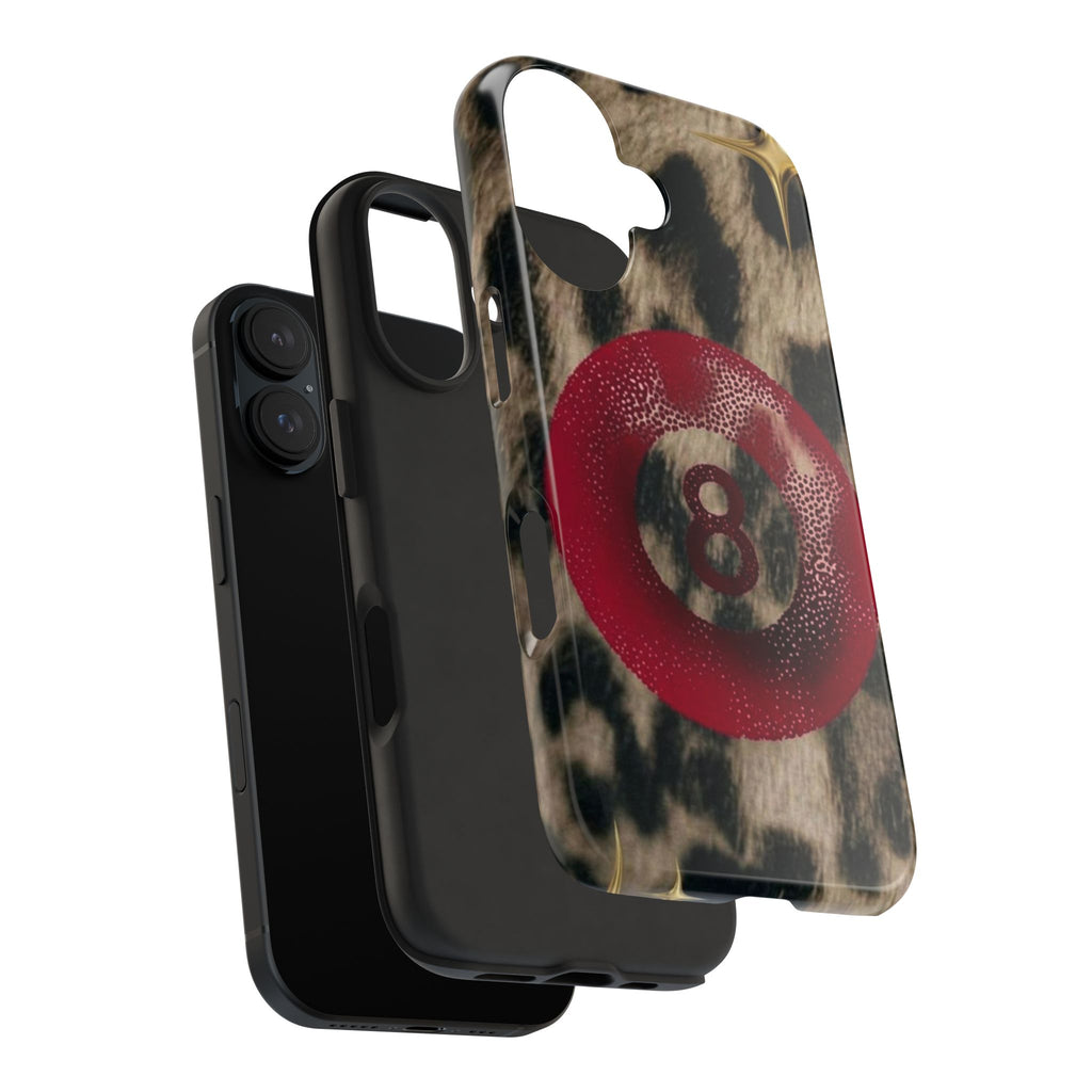 8 Ball Leopard Phone Case — Tough Protective Phone Case with Red 8-Ball Design