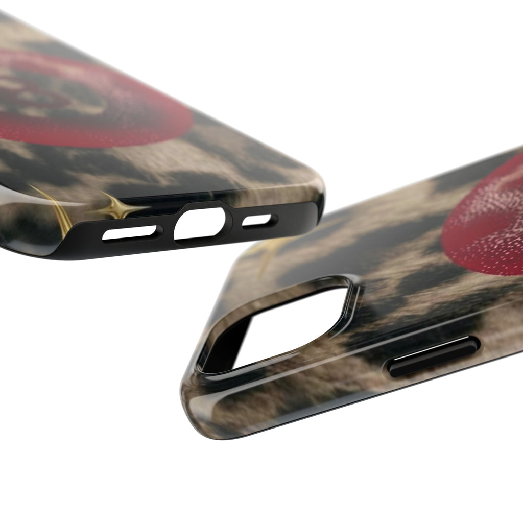 8 Ball Leopard Phone Case — Tough Protective Phone Case with Red 8-Ball Design
