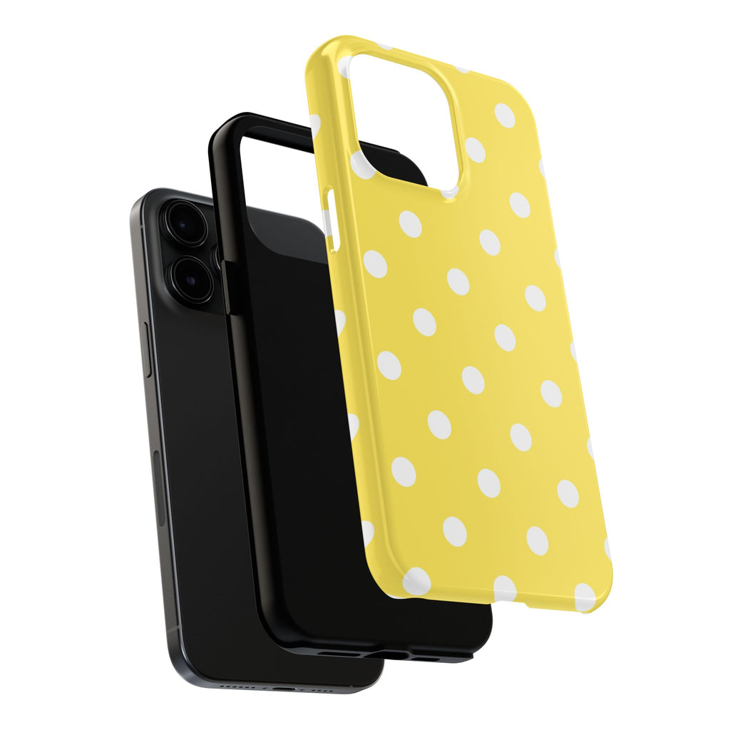Yellow Polka Dot Tough Phone Case — Cute Protective iPhone Cover