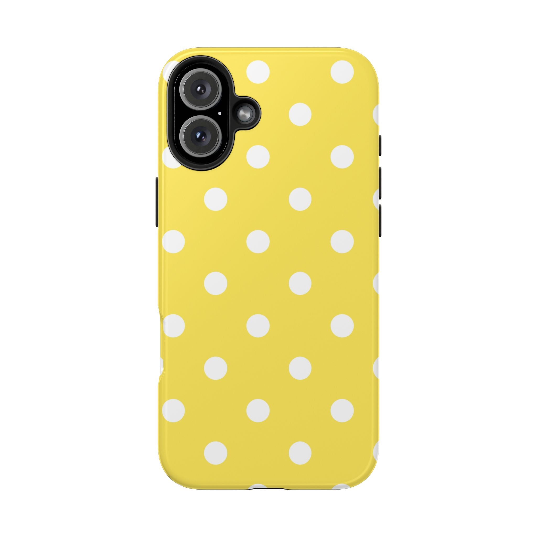 Yellow Polka Dot Tough Phone Case — Cute Protective iPhone Cover
