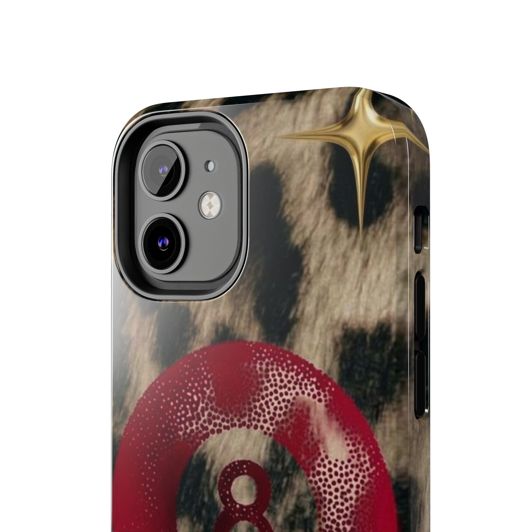 8 Ball Leopard Phone Case — Tough Protective Phone Case with Red 8-Ball Design