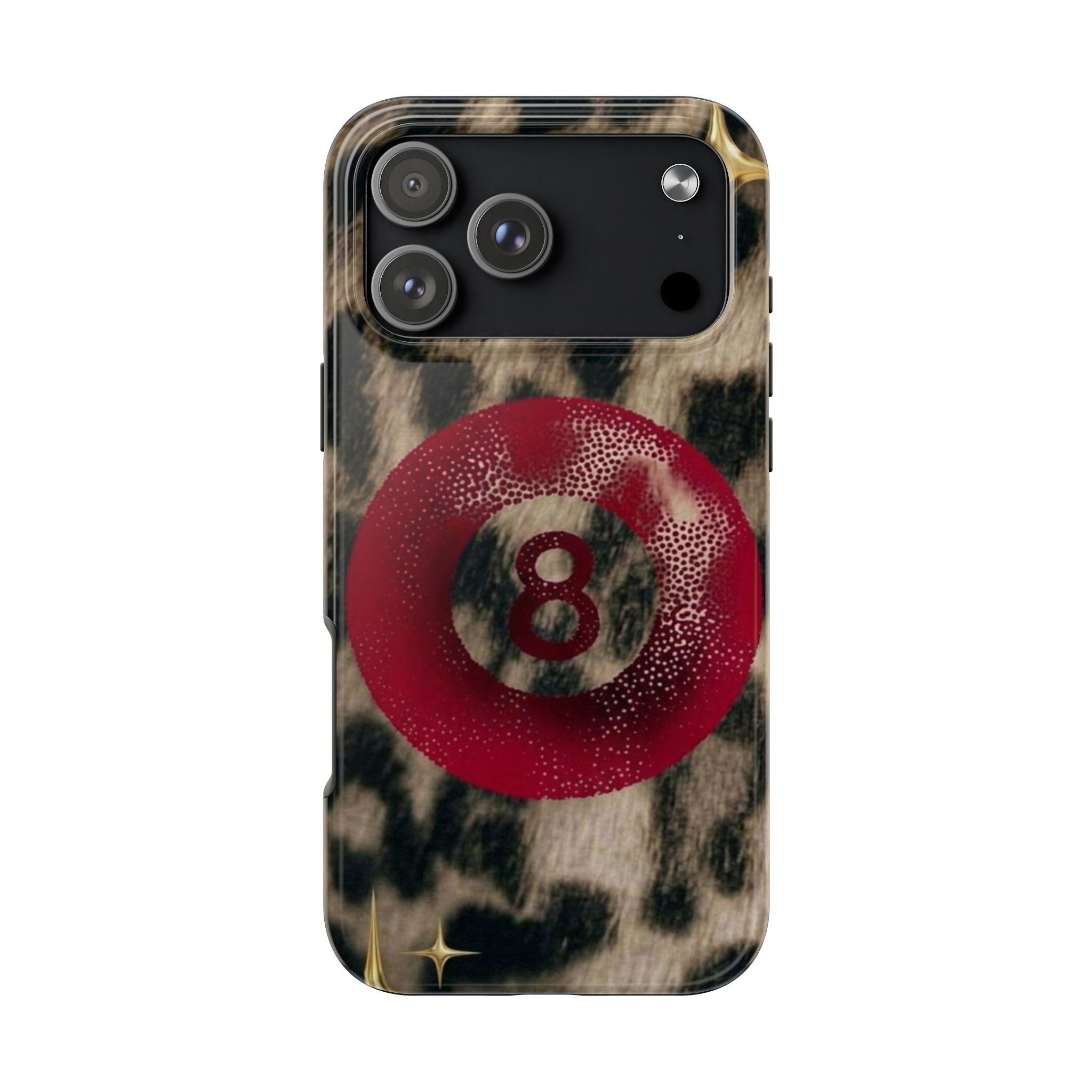 8 Ball Leopard Phone Case — Tough Protective Phone Case with Red 8-Ball Design