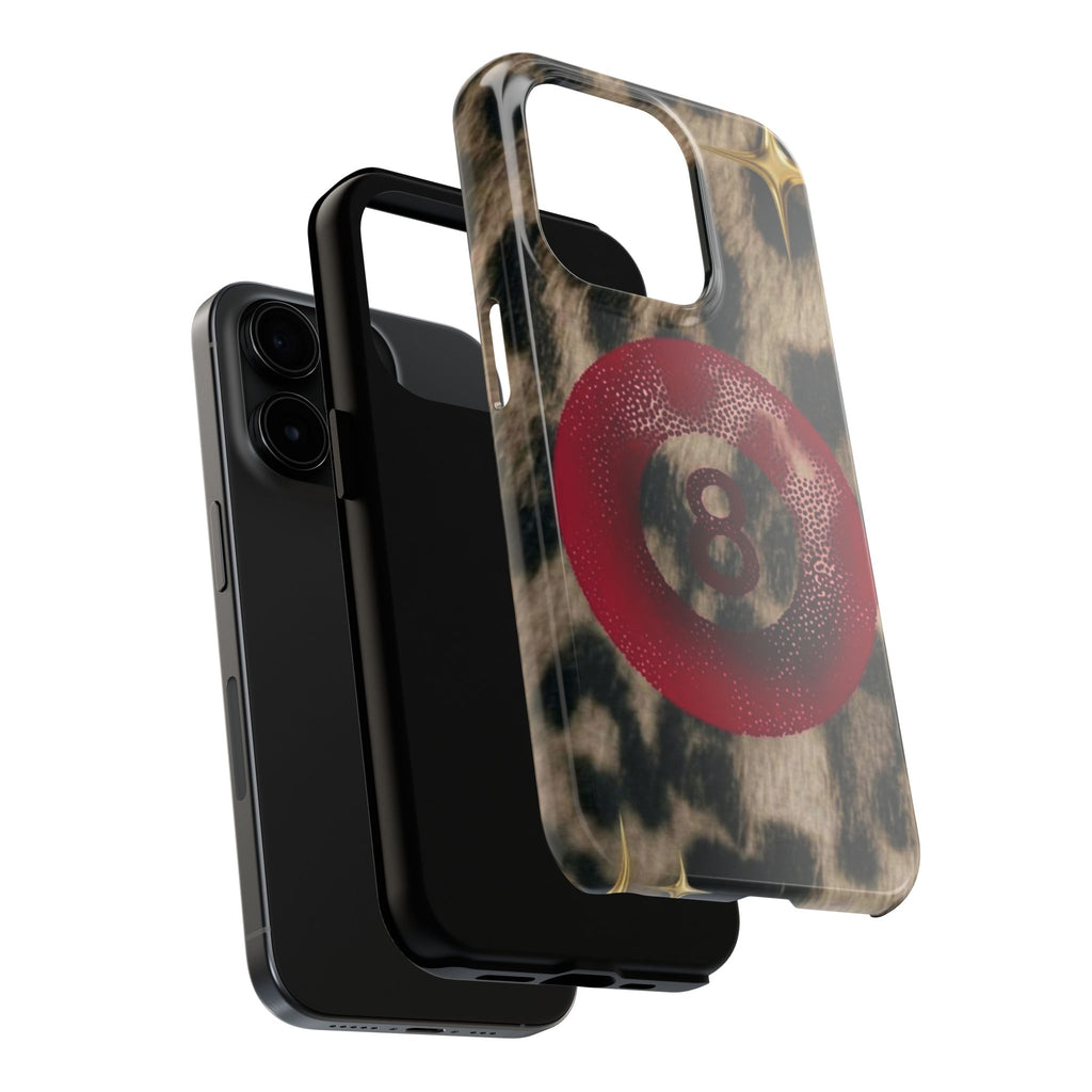 8 Ball Leopard Phone Case — Tough Protective Phone Case with Red 8-Ball Design