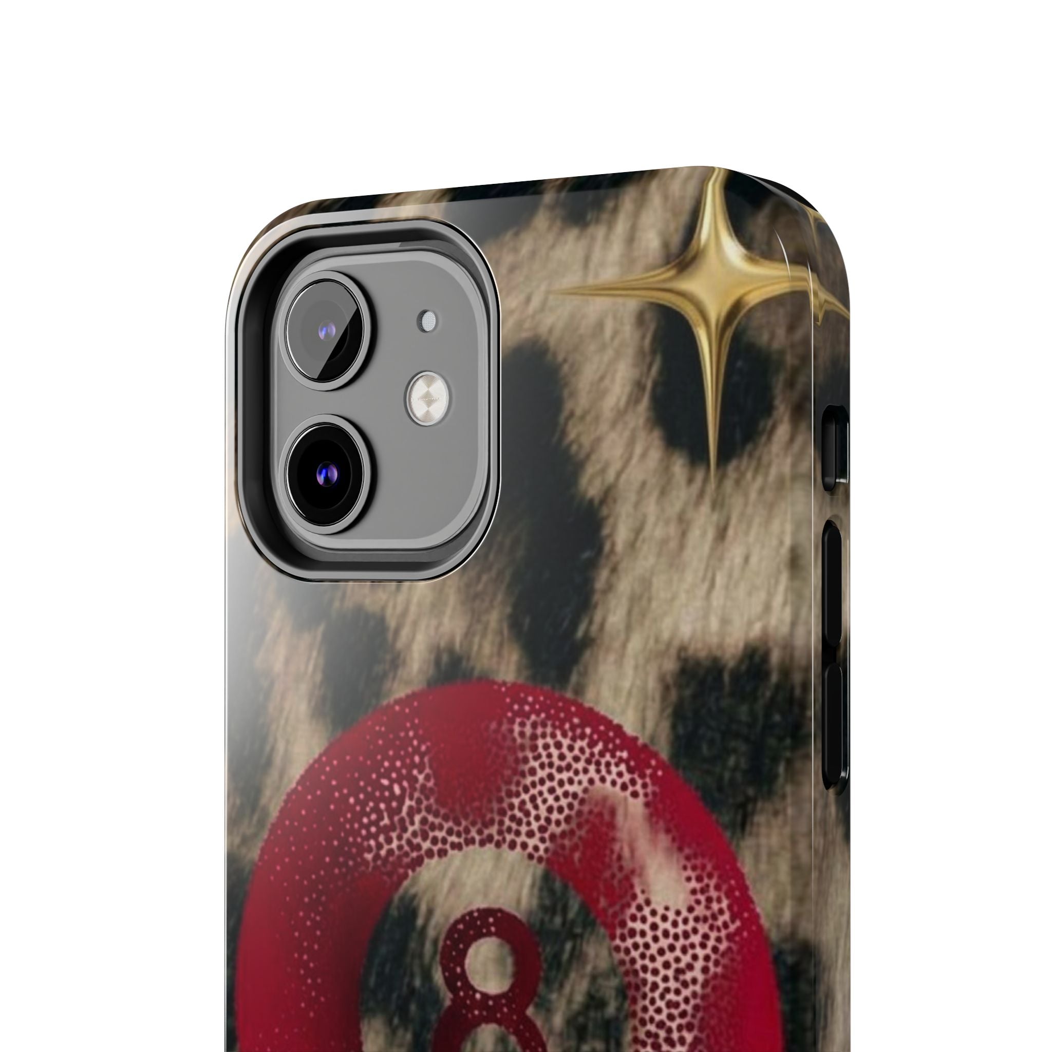8 Ball Leopard Phone Case — Tough Protective Phone Case with Red 8-Ball Design
