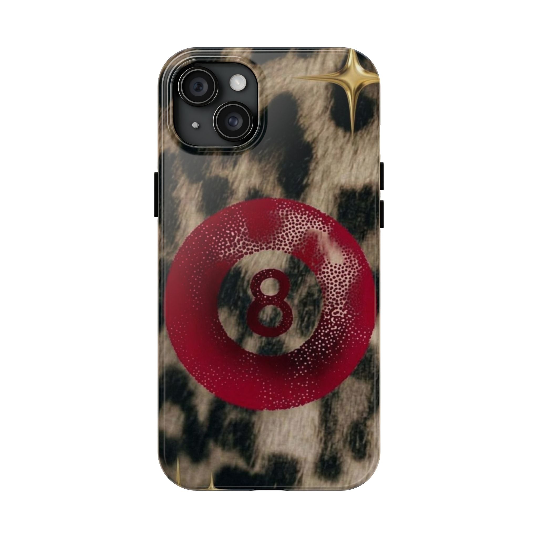 8 Ball Leopard Phone Case — Tough Protective Phone Case with Red 8-Ball Design