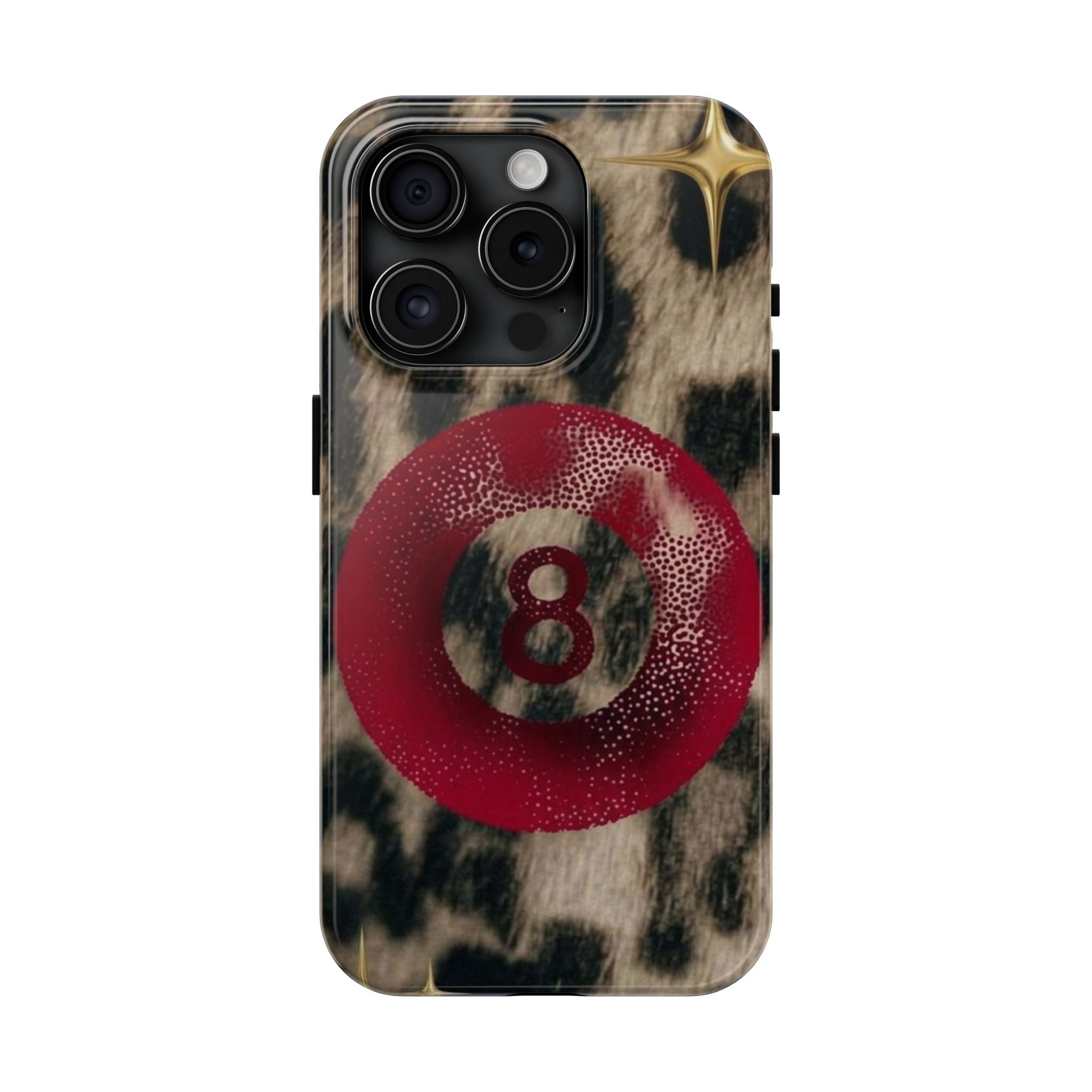 8 Ball Leopard Phone Case — Tough Protective Phone Case with Red 8-Ball Design