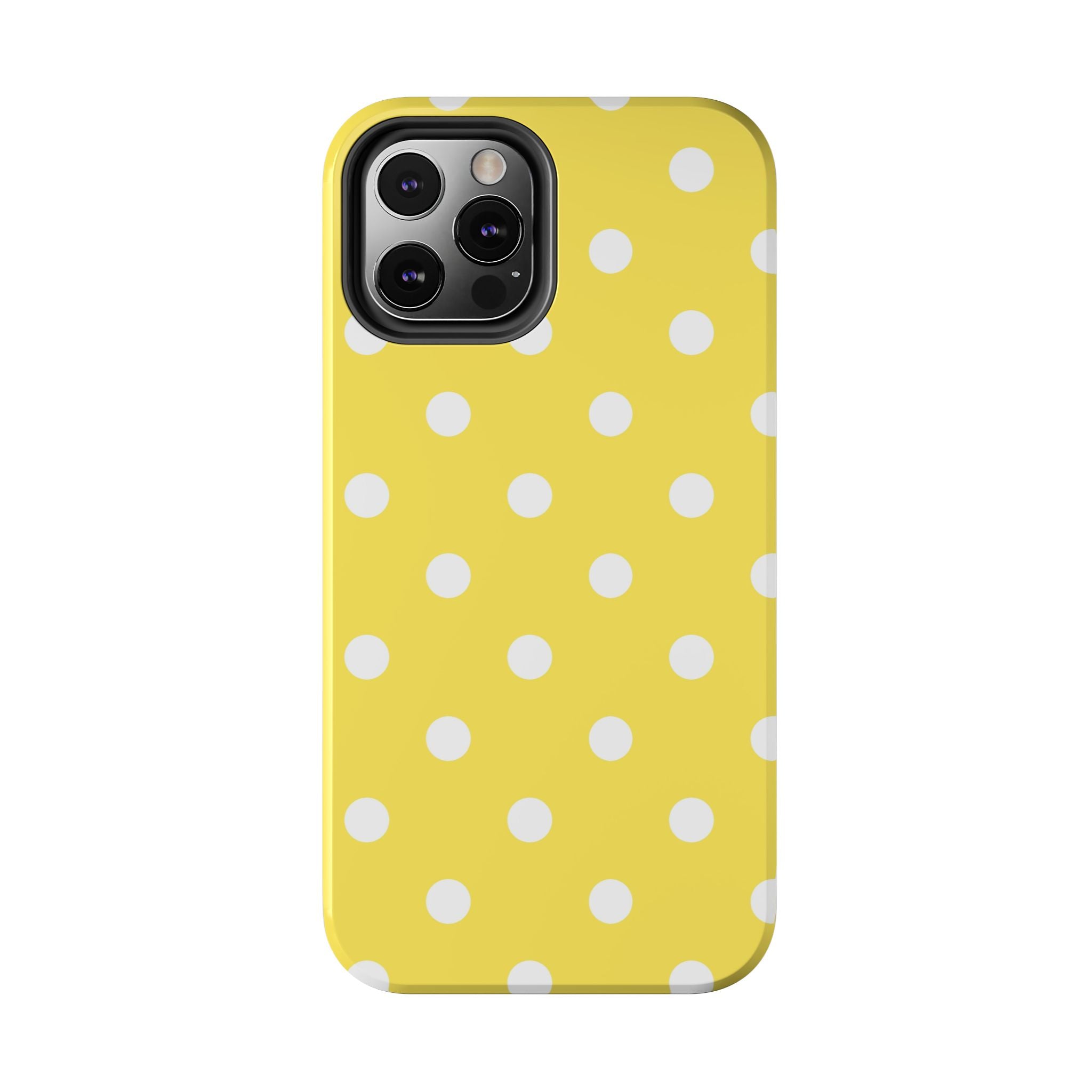 Yellow Polka Dot Tough Phone Case — Cute Protective iPhone Cover
