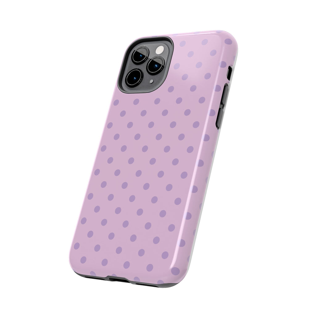 Purple Polka Dot Tough Phone Case — Durable Protective Phone Cover