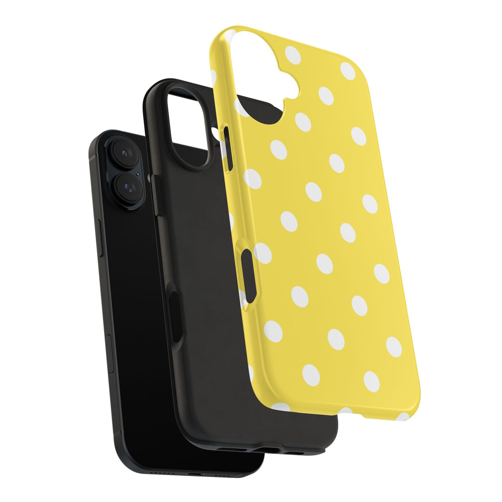 Yellow Polka Dot Tough Phone Case — Cute Protective iPhone Cover
