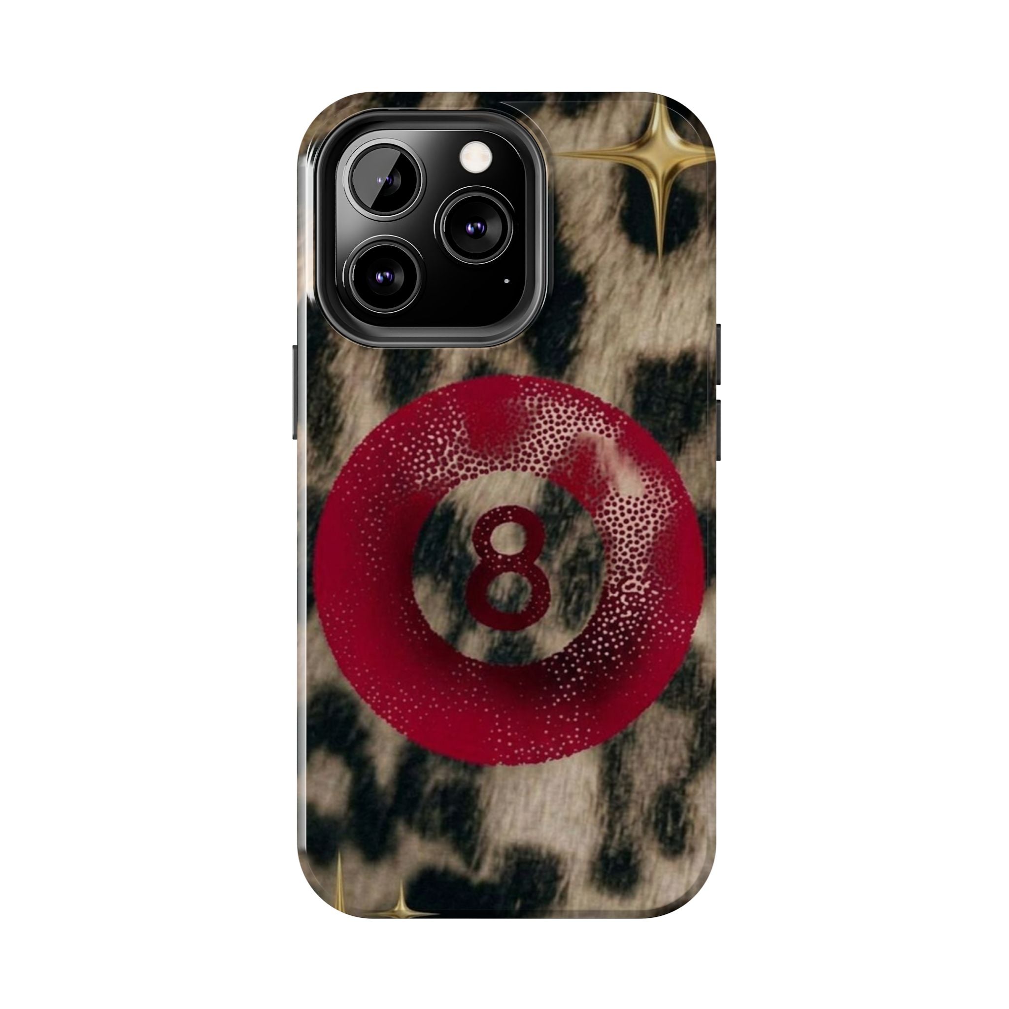 8 Ball Leopard Phone Case — Tough Protective Phone Case with Red 8-Ball Design