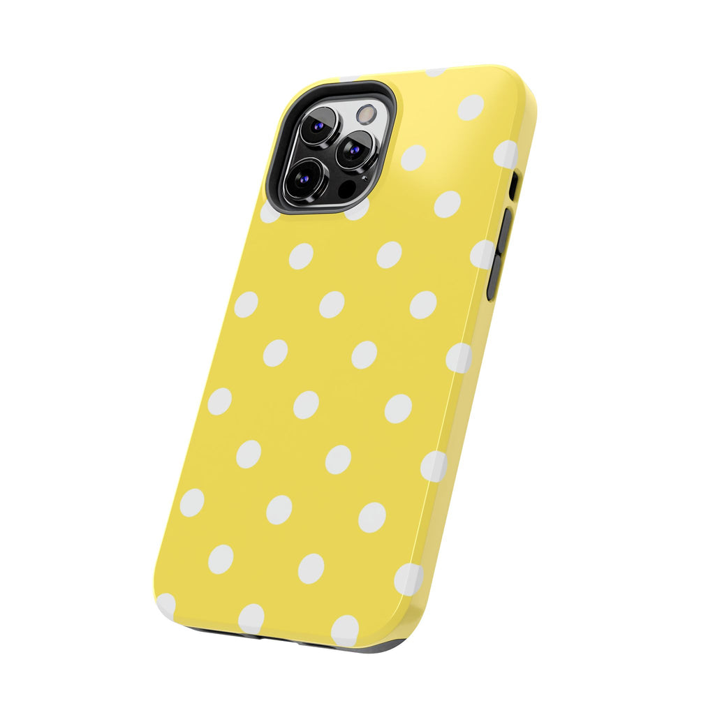 Yellow Polka Dot Tough Phone Case — Cute Protective iPhone Cover