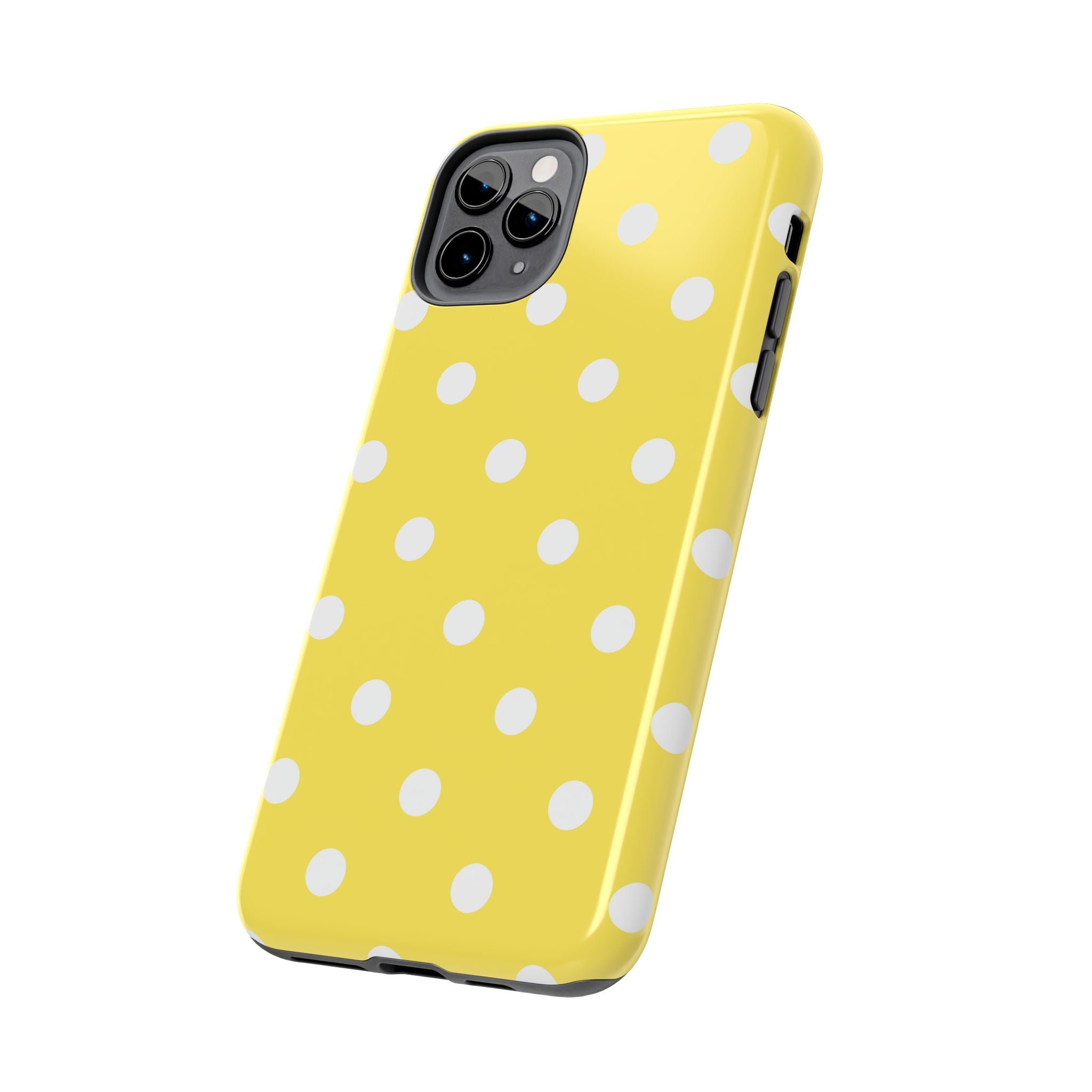 Yellow Polka Dot Tough Phone Case — Cute Protective iPhone Cover