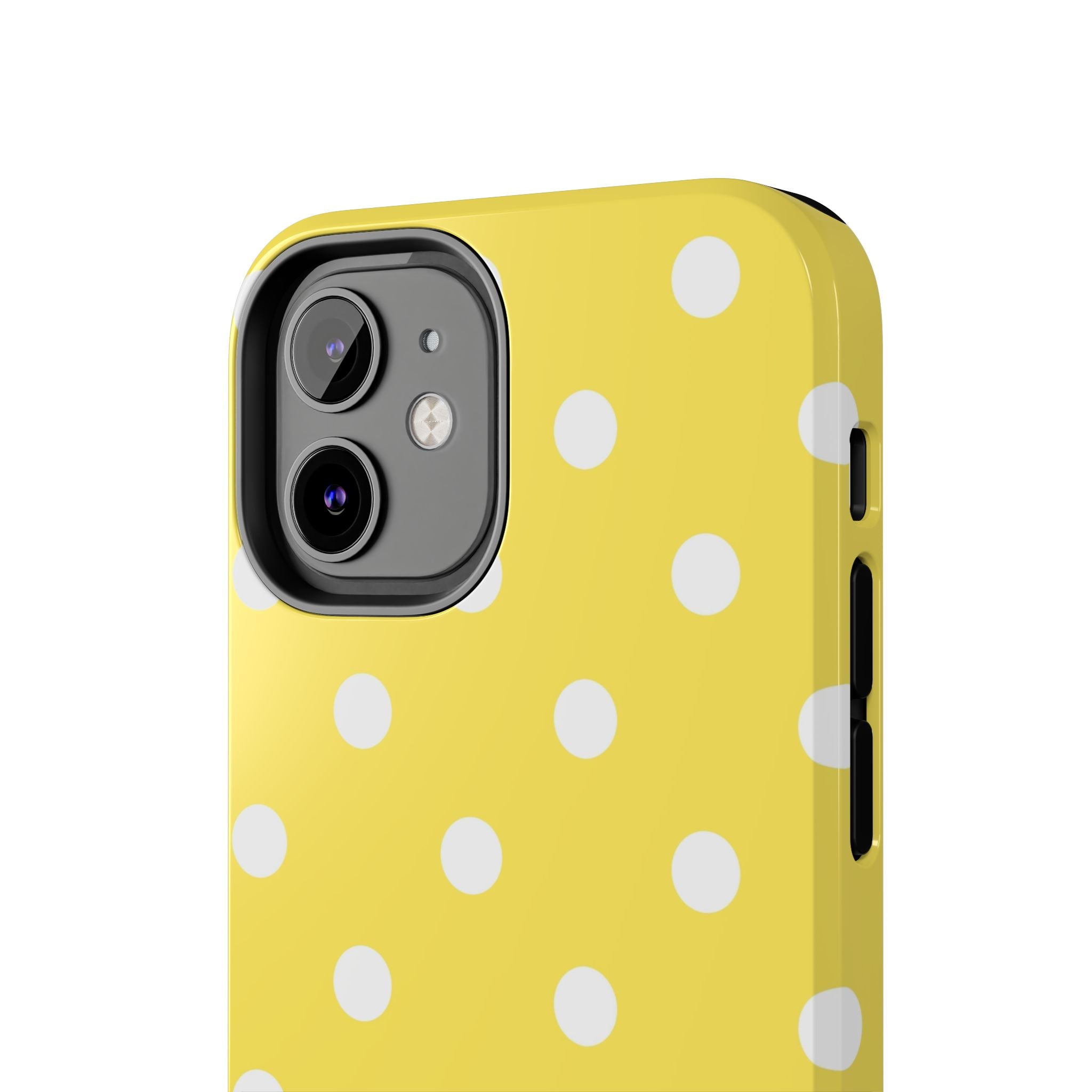 Yellow Polka Dot Tough Phone Case — Cute Protective iPhone Cover