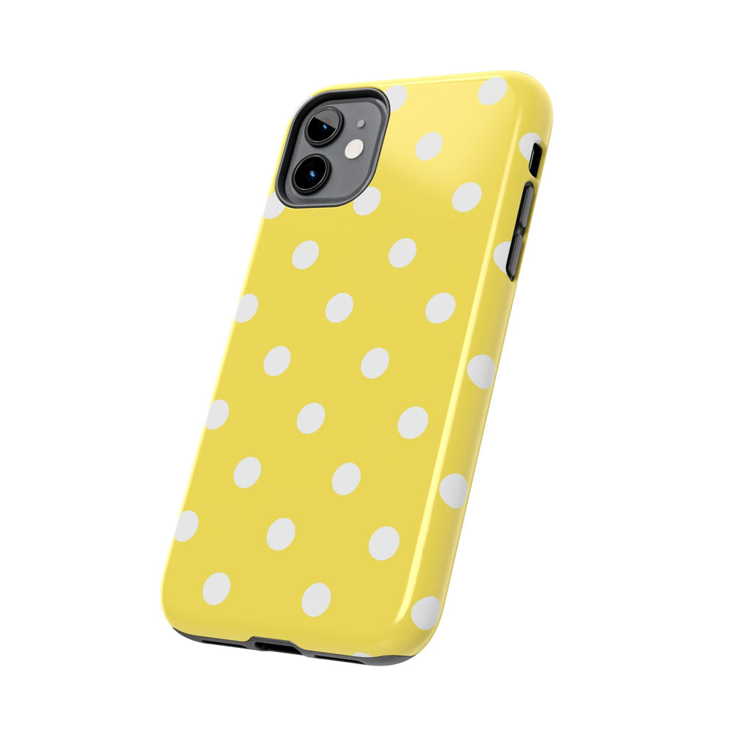 Yellow Polka Dot Tough Phone Case — Cute Protective iPhone Cover