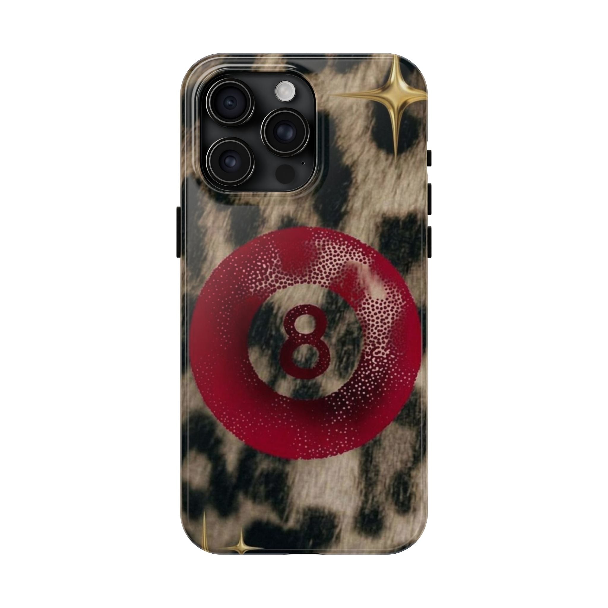 8 Ball Leopard Phone Case — Tough Protective Phone Case with Red 8-Ball Design