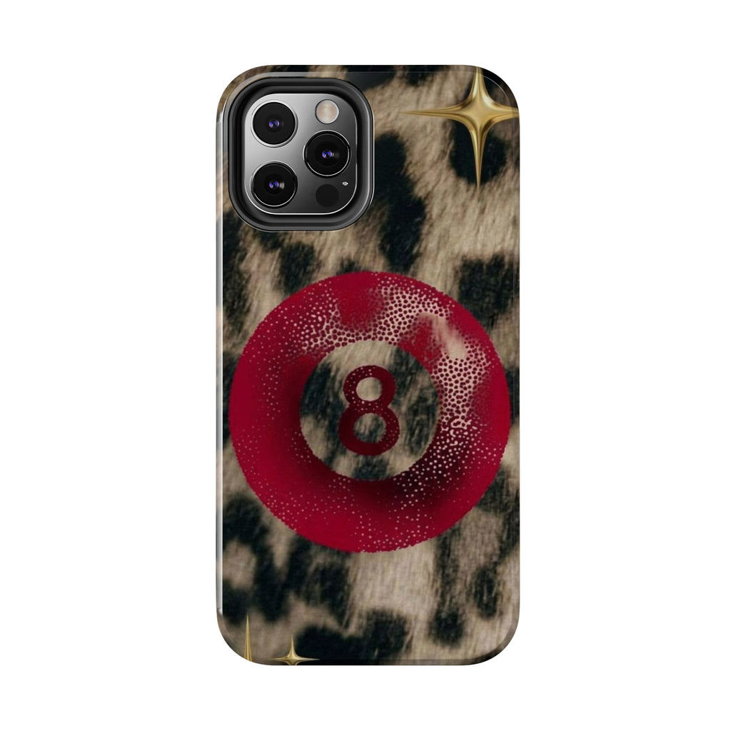8 Ball Leopard Phone Case — Tough Protective Phone Case with Red 8-Ball Design