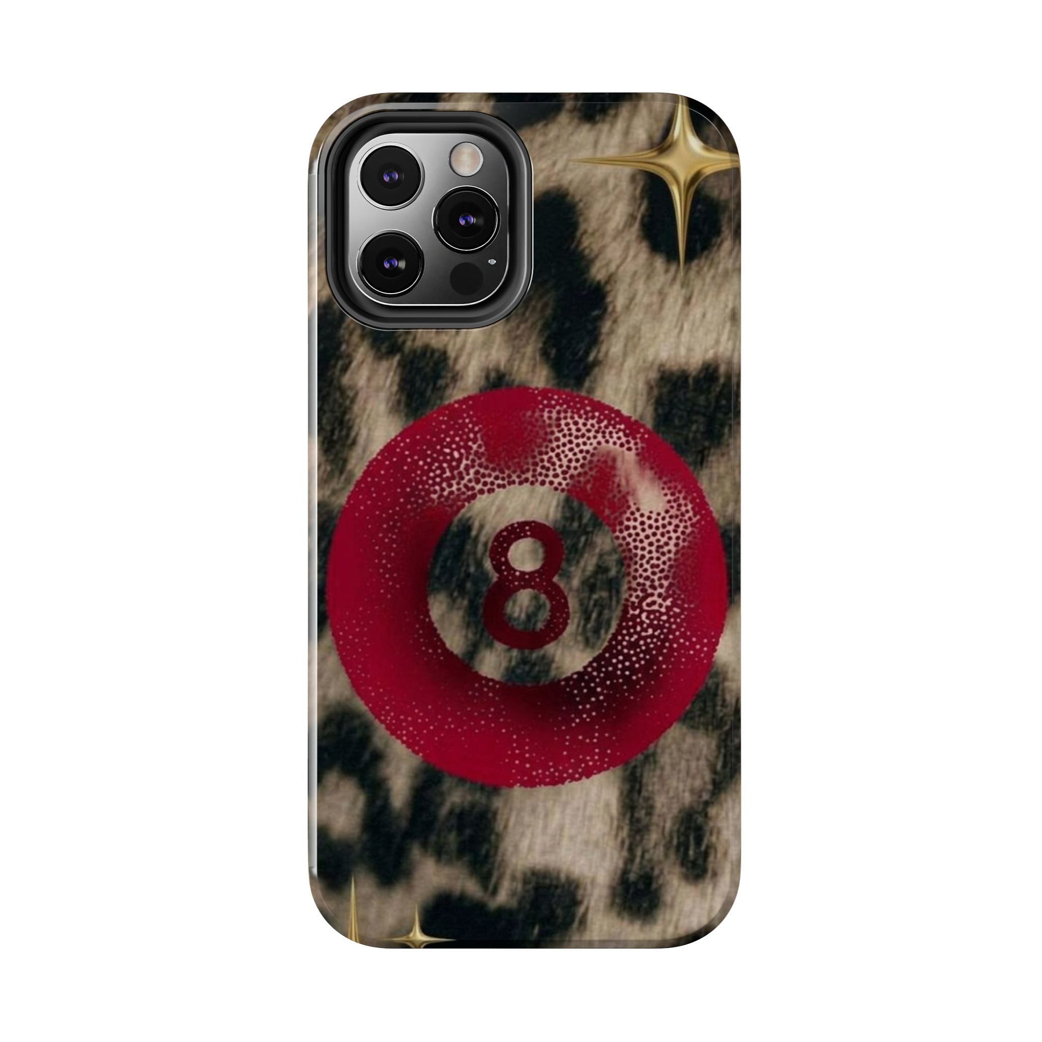 8 Ball Leopard Phone Case — Tough Protective Phone Case with Red 8-Ball Design