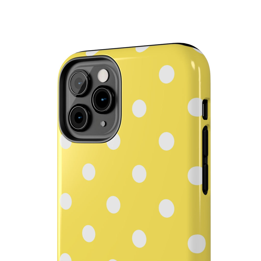 Yellow Polka Dot Tough Phone Case — Cute Protective iPhone Cover