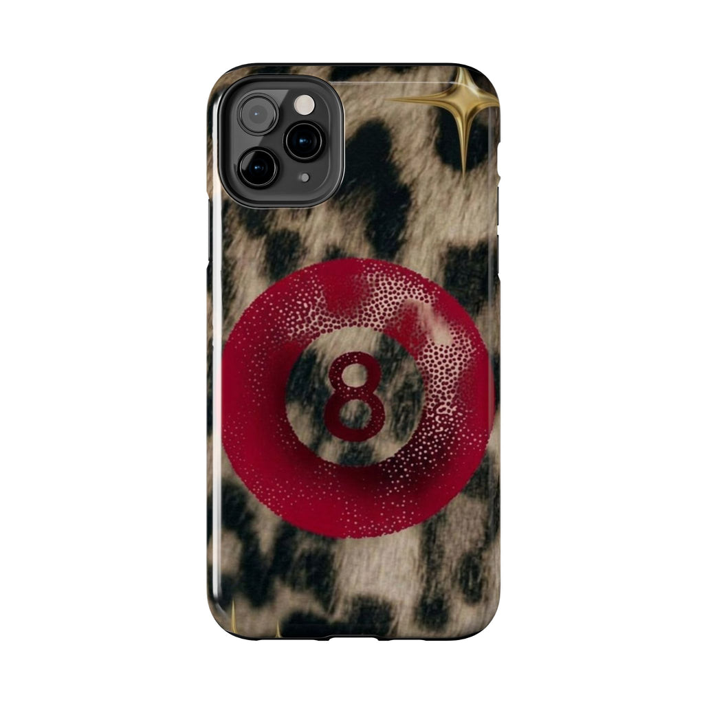8 Ball Leopard Phone Case — Tough Protective Phone Case with Red 8-Ball Design