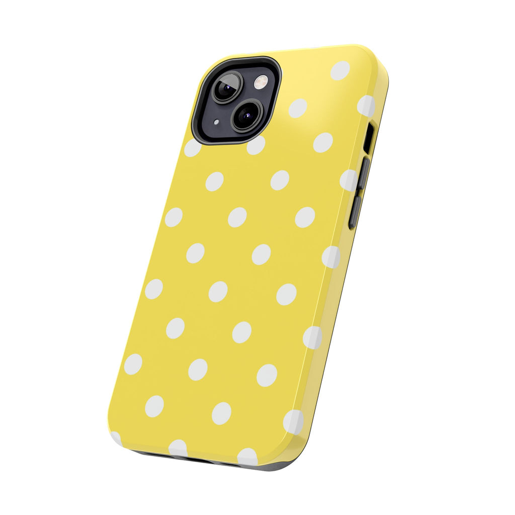 Yellow Polka Dot Tough Phone Case — Cute Protective iPhone Cover