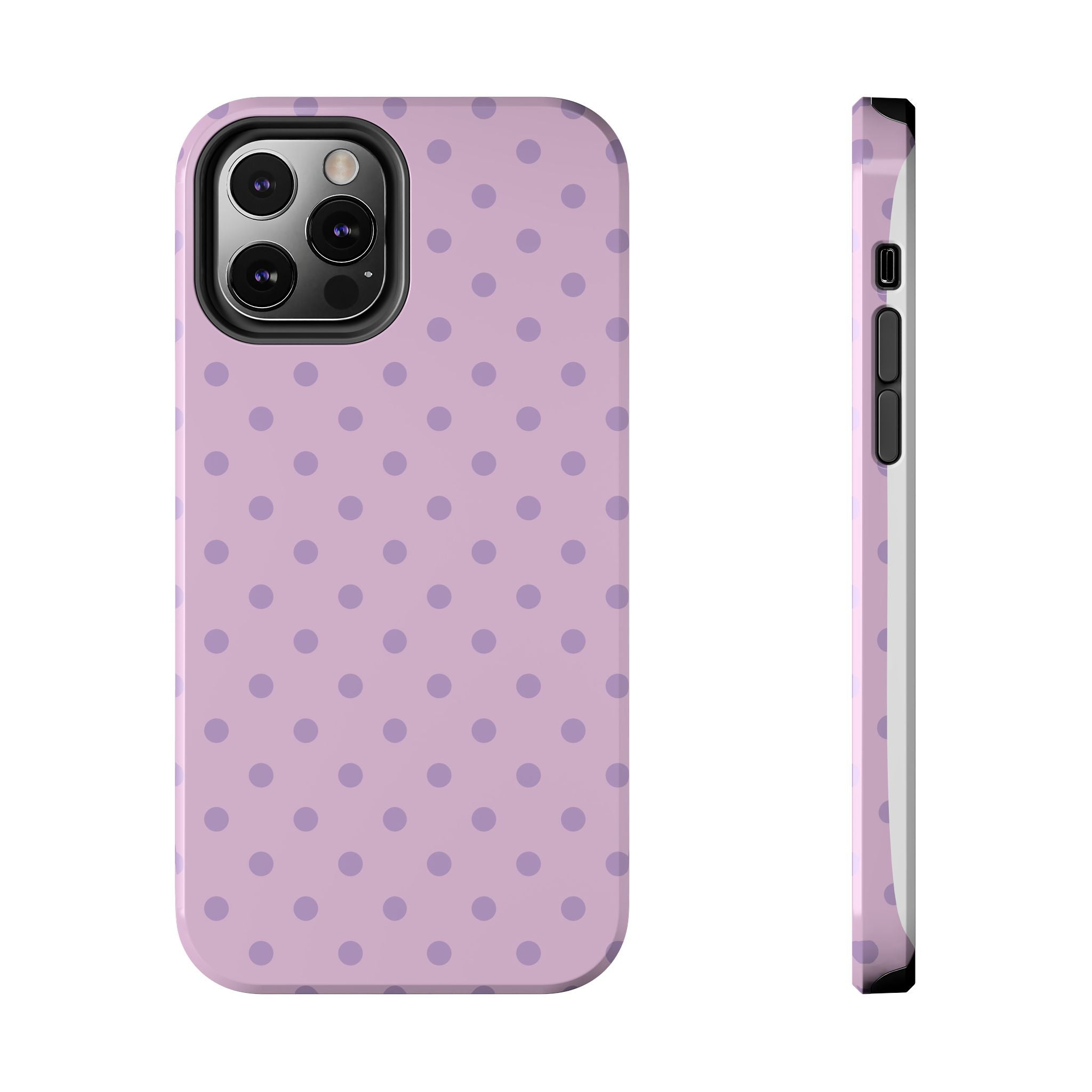 Purple Polka Dot Tough Phone Case — Durable Protective Phone Cover