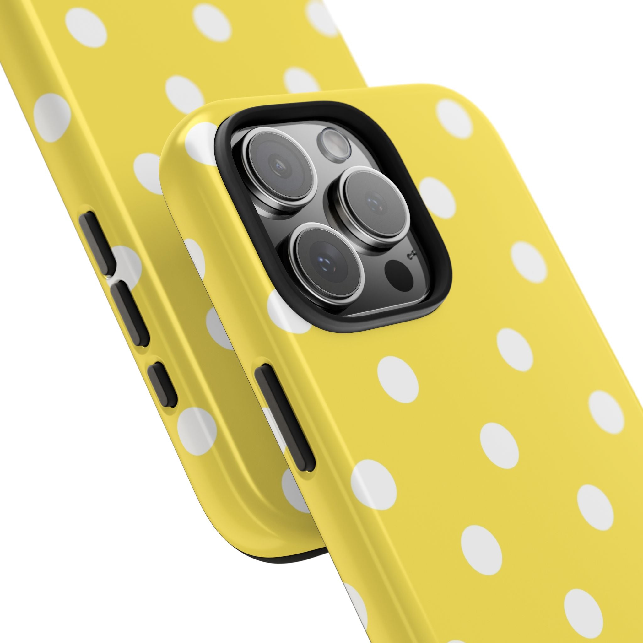 Yellow Polka Dot Tough Phone Case — Cute Protective iPhone Cover