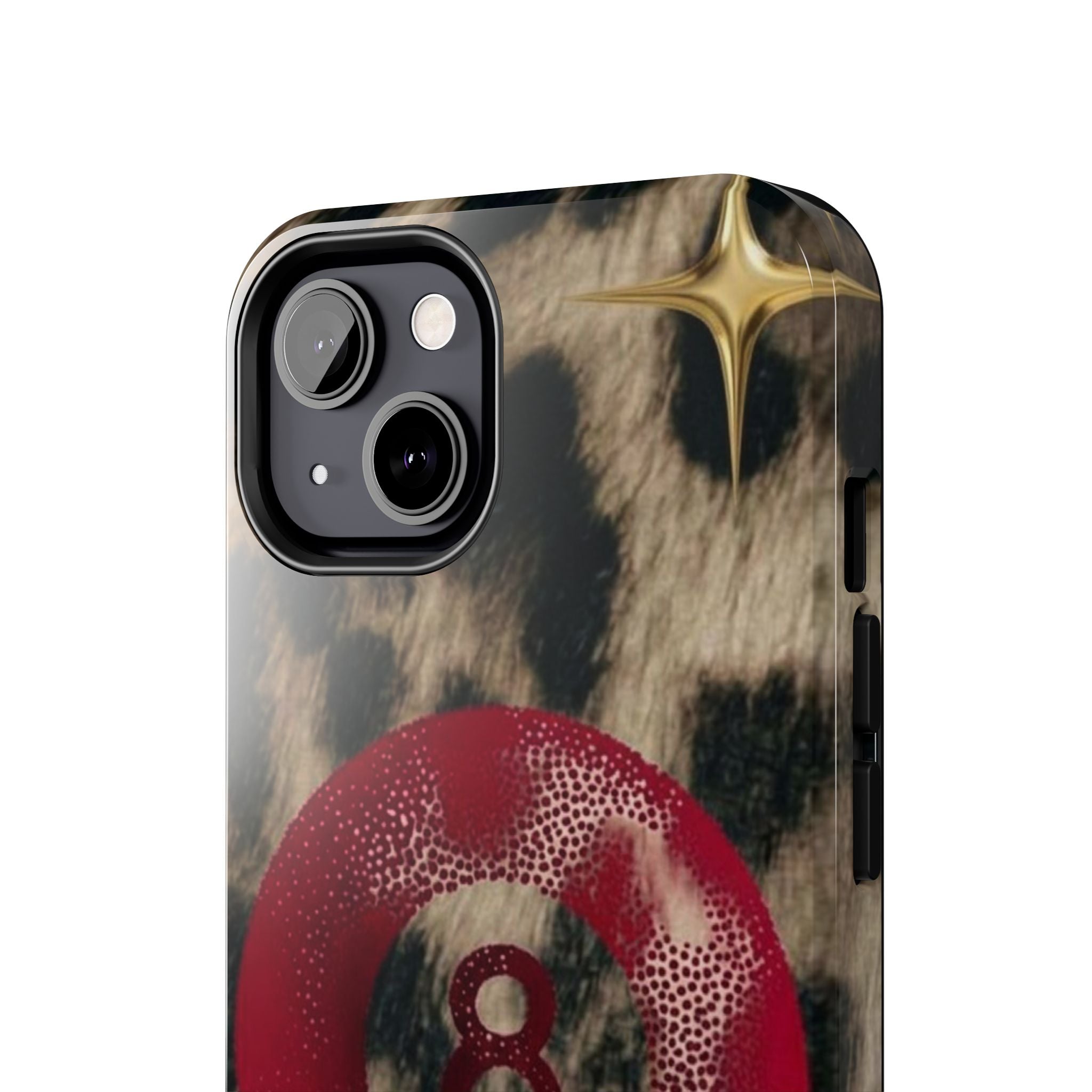 8 Ball Leopard Phone Case — Tough Protective Phone Case with Red 8-Ball Design