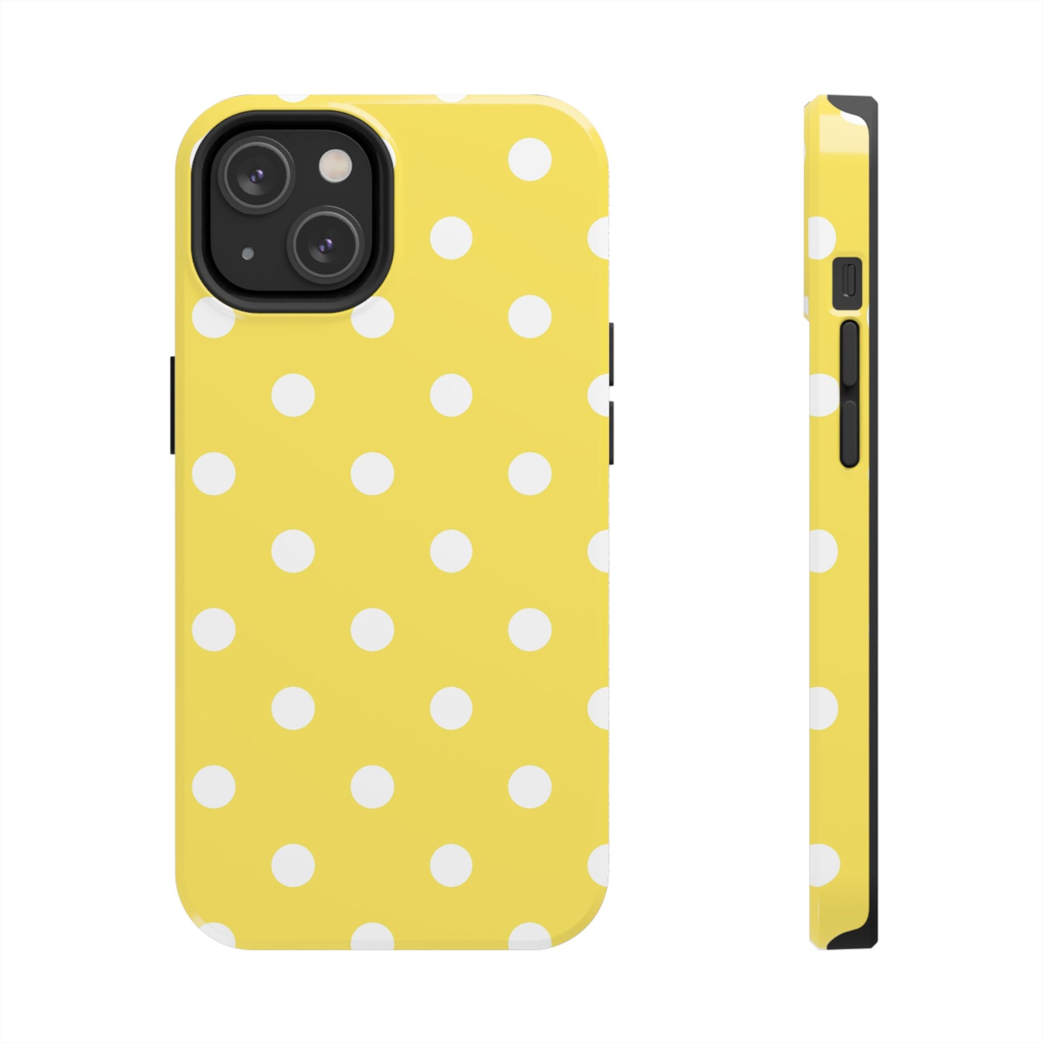 Yellow Polka Dot Tough Phone Case — Cute Protective iPhone Cover