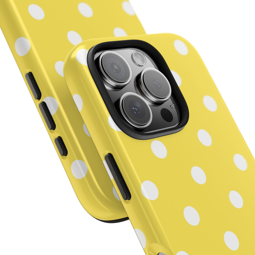 Yellow Polka Dot Tough Phone Case — Cute Protective iPhone Cover