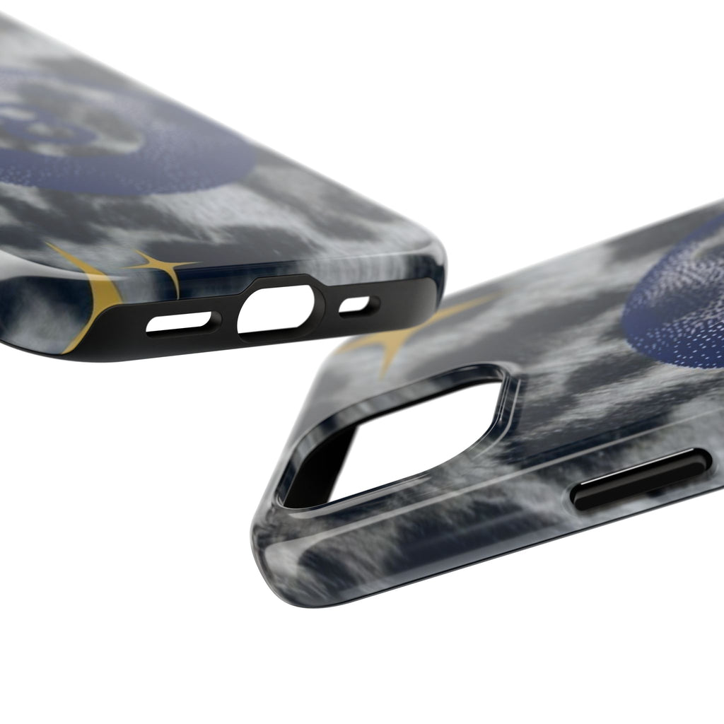 Tough Phone Case – Blue 8 Ball on Black & White Leopard Print