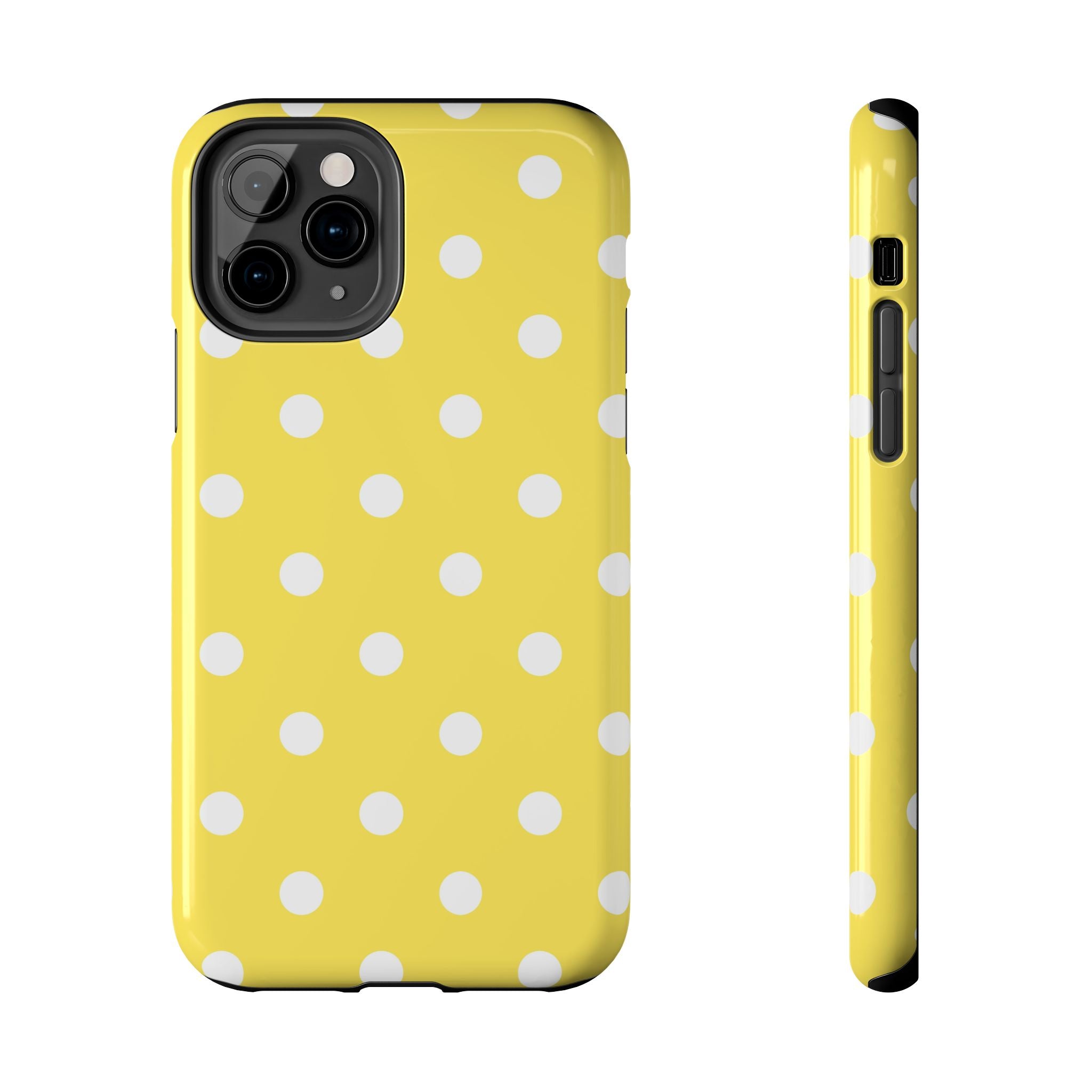 Yellow Polka Dot Tough Phone Case — Cute Protective iPhone Cover