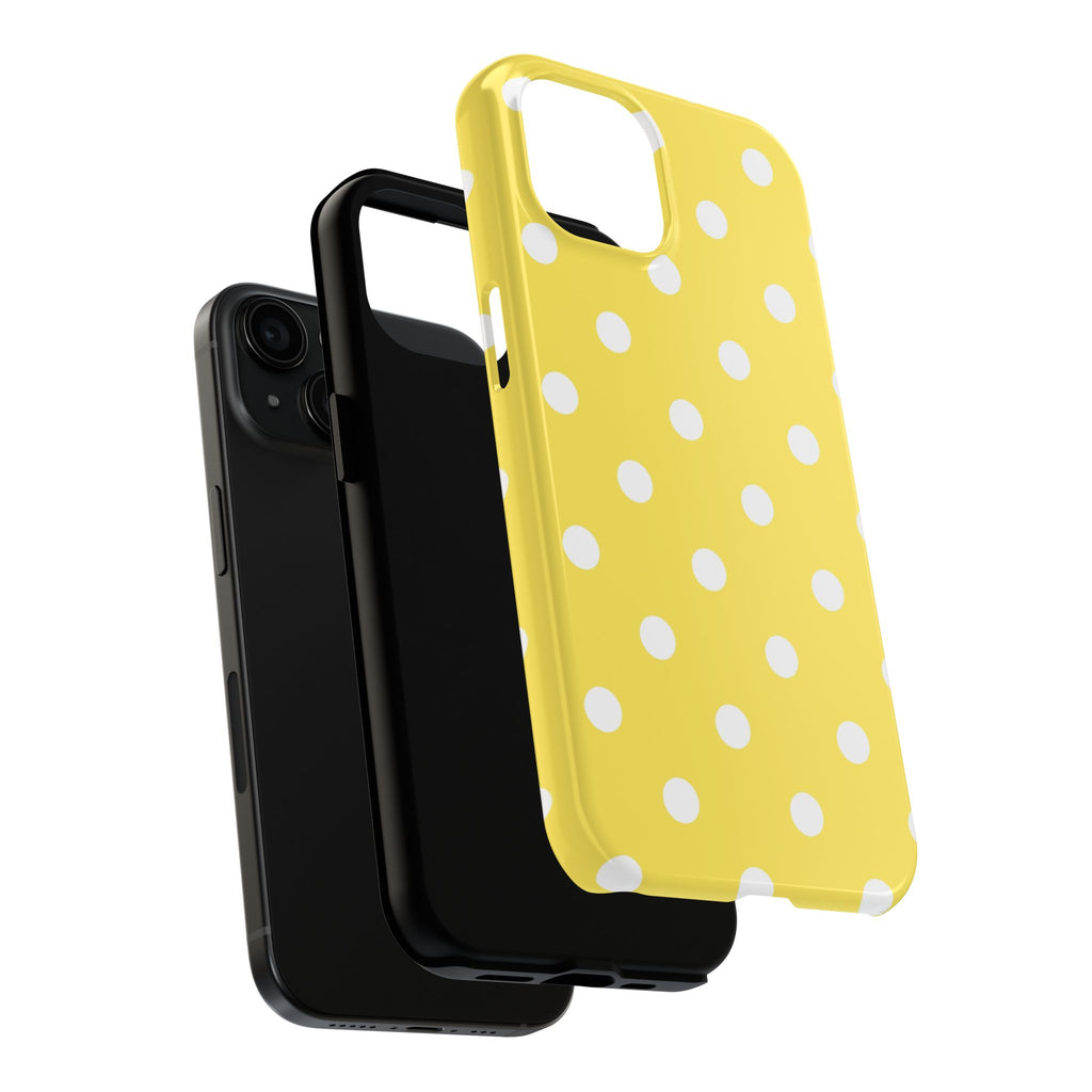 Yellow Polka Dot Tough Phone Case — Cute Protective iPhone Cover