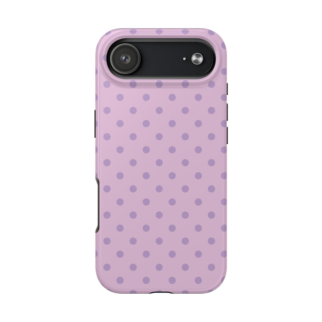 Purple Polka Dot Tough Phone Case — Durable Protective Phone Cover