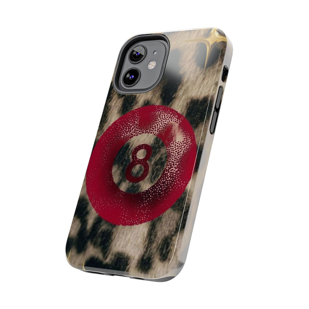 8 Ball Leopard Phone Case — Tough Protective Phone Case with Red 8-Ball Design