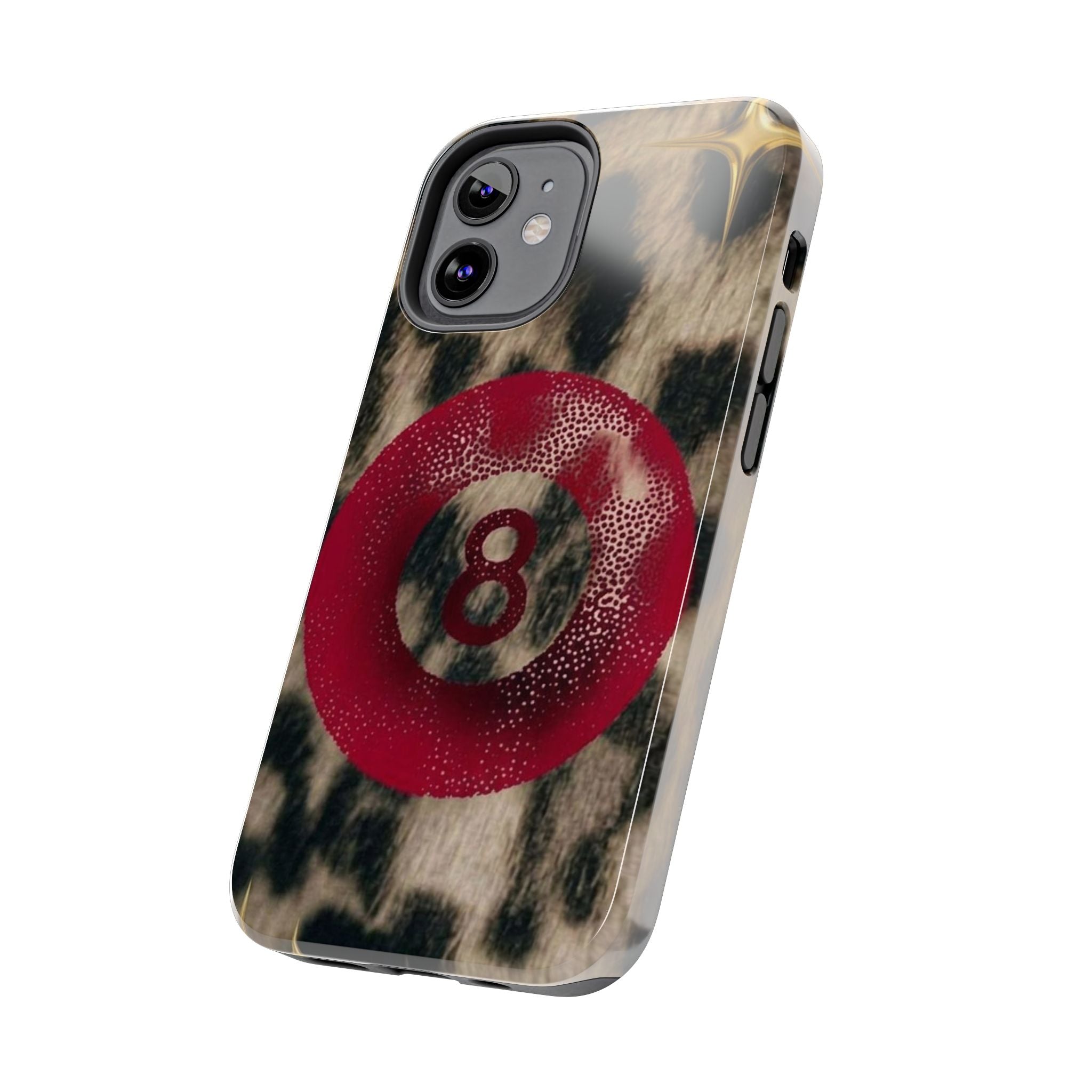 8 Ball Leopard Phone Case — Tough Protective Phone Case with Red 8-Ball Design