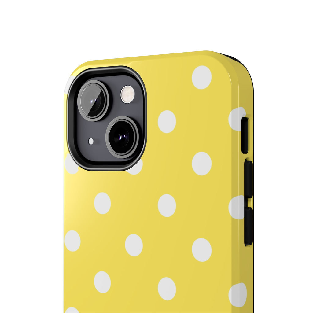 Yellow Polka Dot Tough Phone Case — Cute Protective iPhone Cover