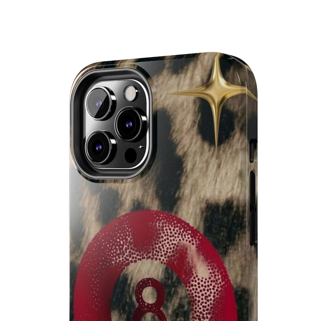8 Ball Leopard Phone Case — Tough Protective Phone Case with Red 8-Ball Design
