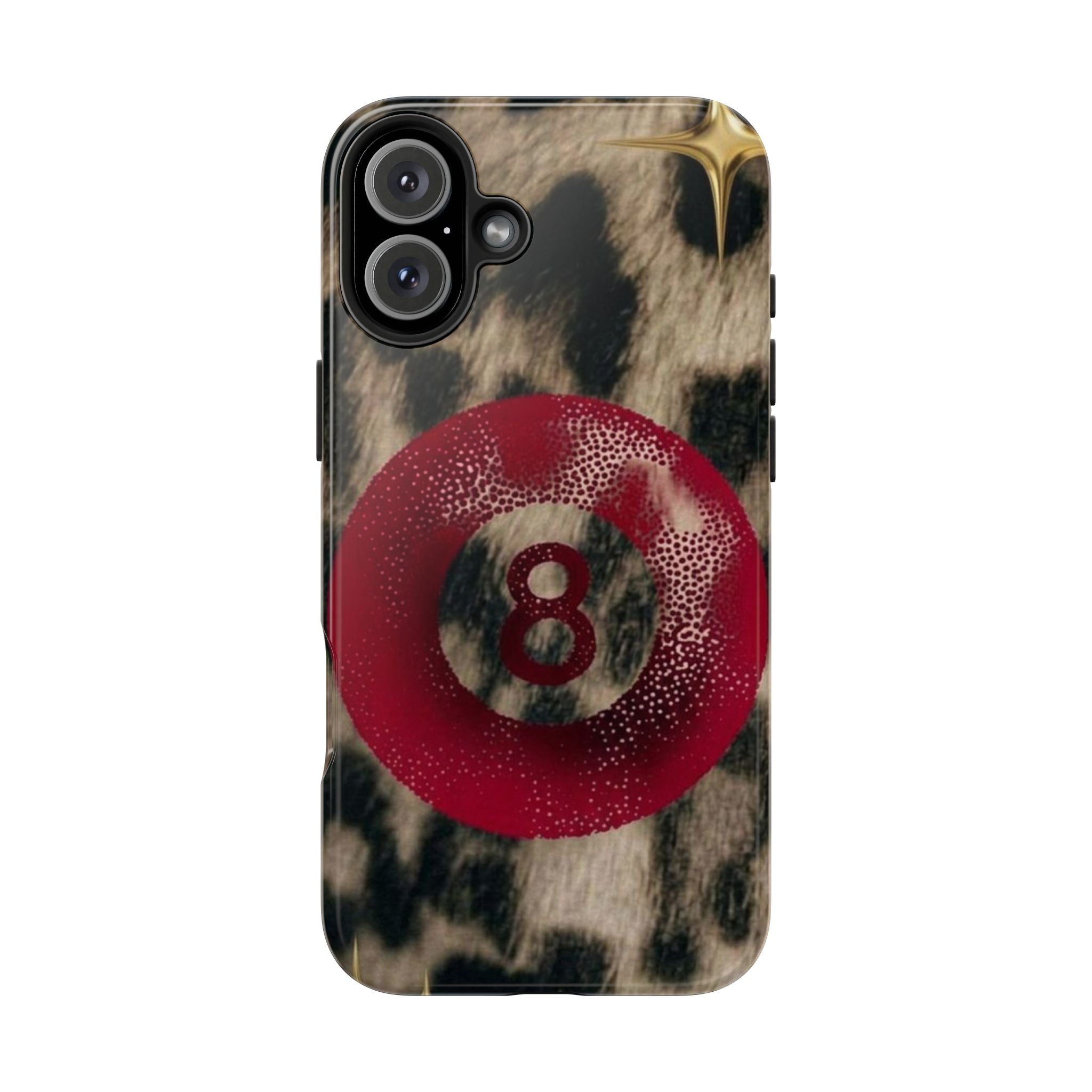 8 Ball Leopard Phone Case — Tough Protective Phone Case with Red 8-Ball Design