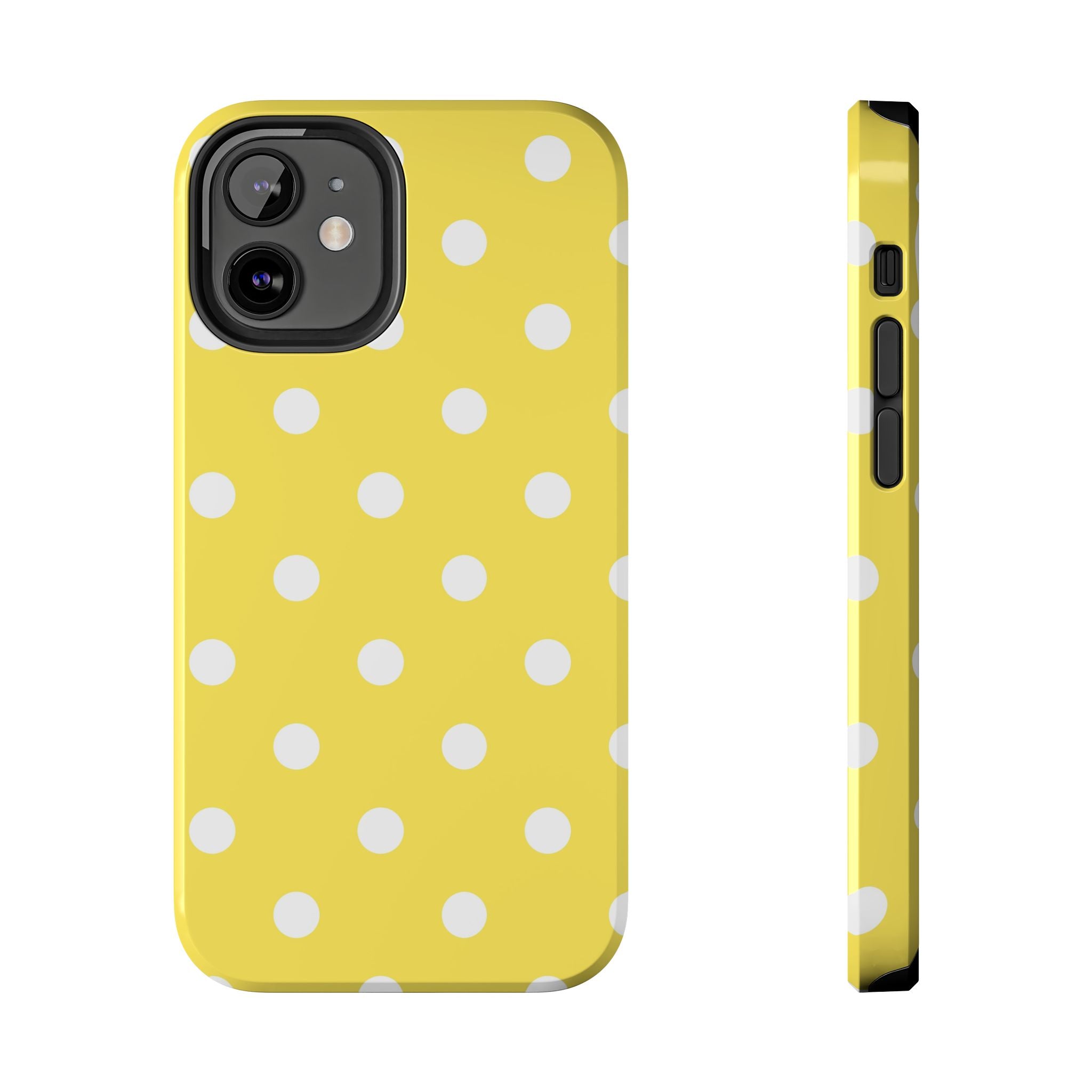 Yellow Polka Dot Tough Phone Case — Cute Protective iPhone Cover