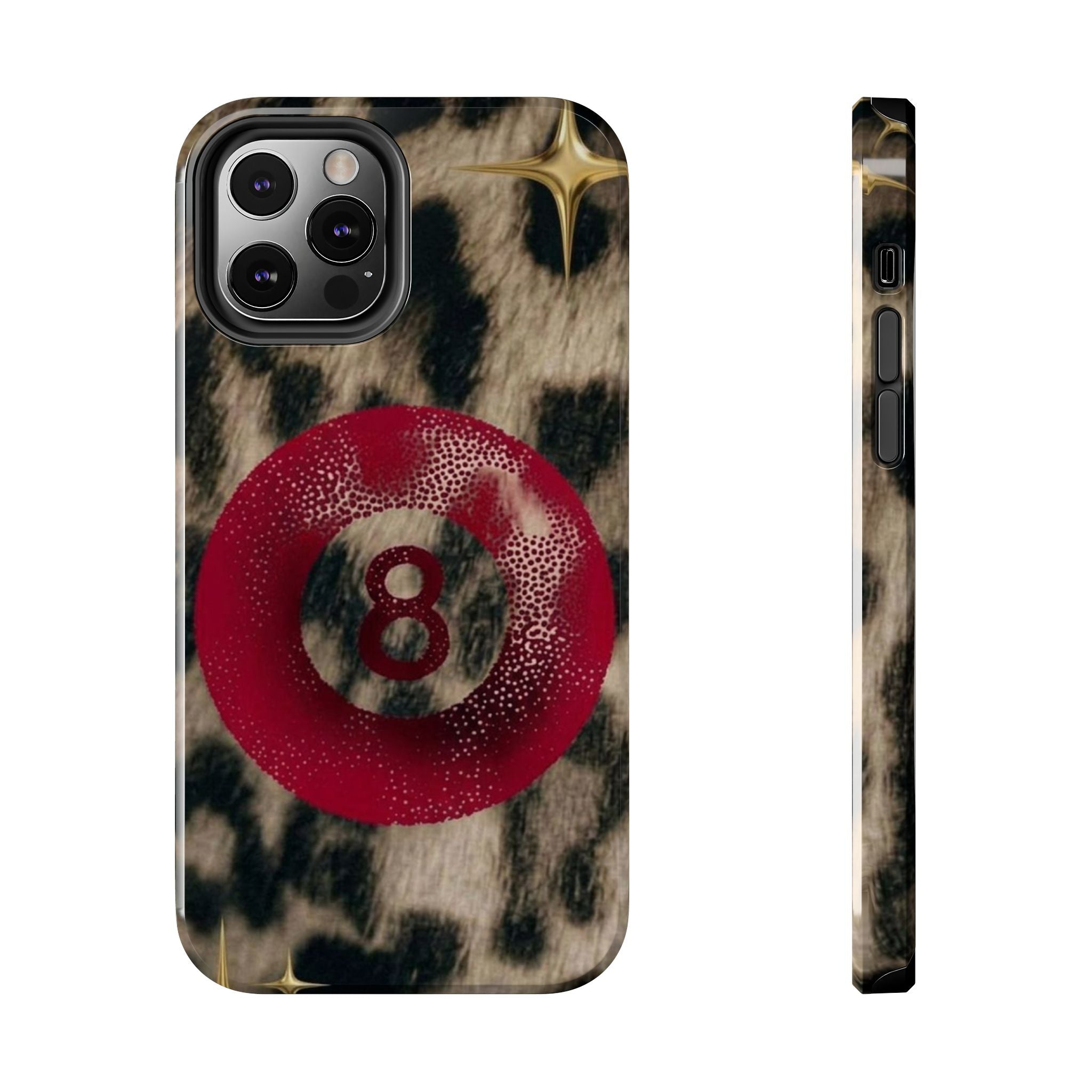 8 Ball Leopard Phone Case — Tough Protective Phone Case with Red 8-Ball Design