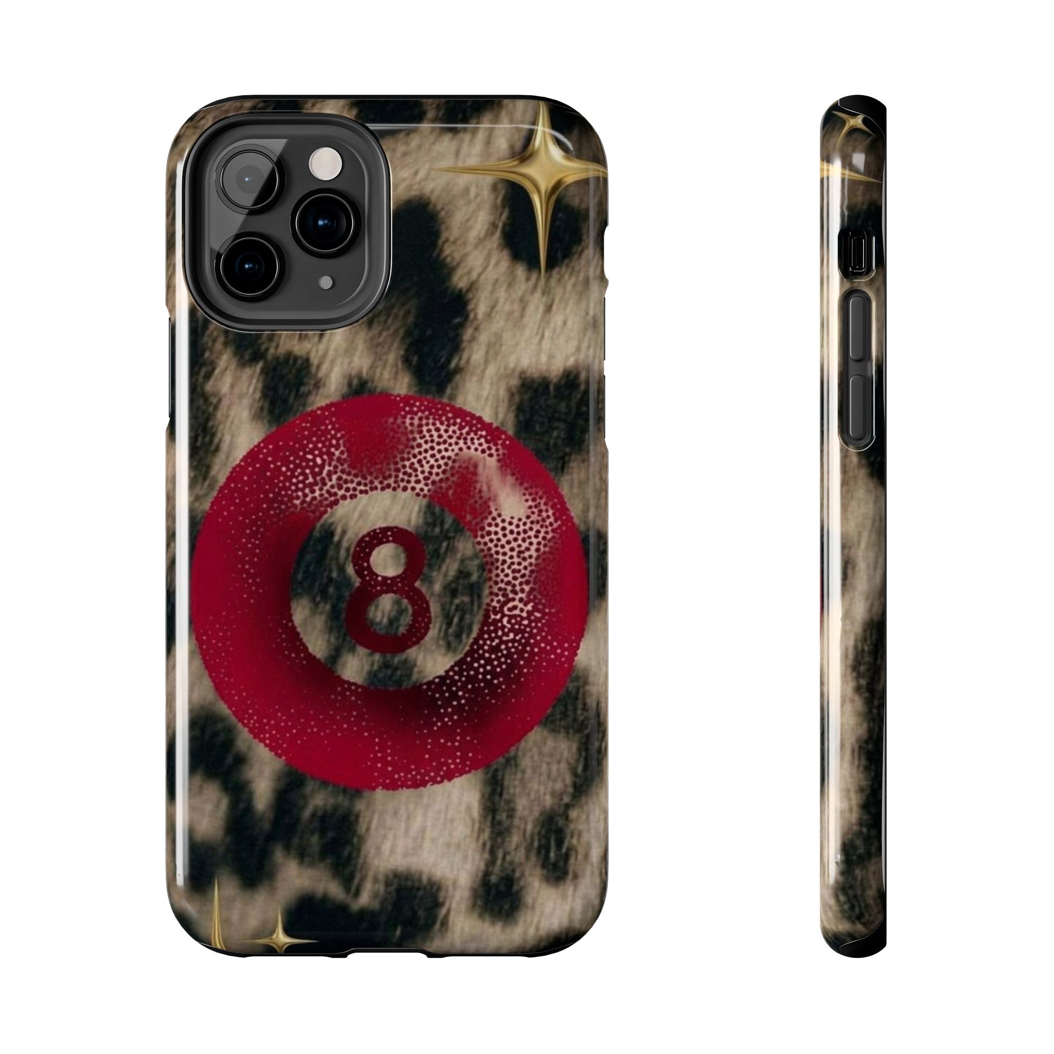 8 Ball Leopard Phone Case — Tough Protective Phone Case with Red 8-Ball Design
