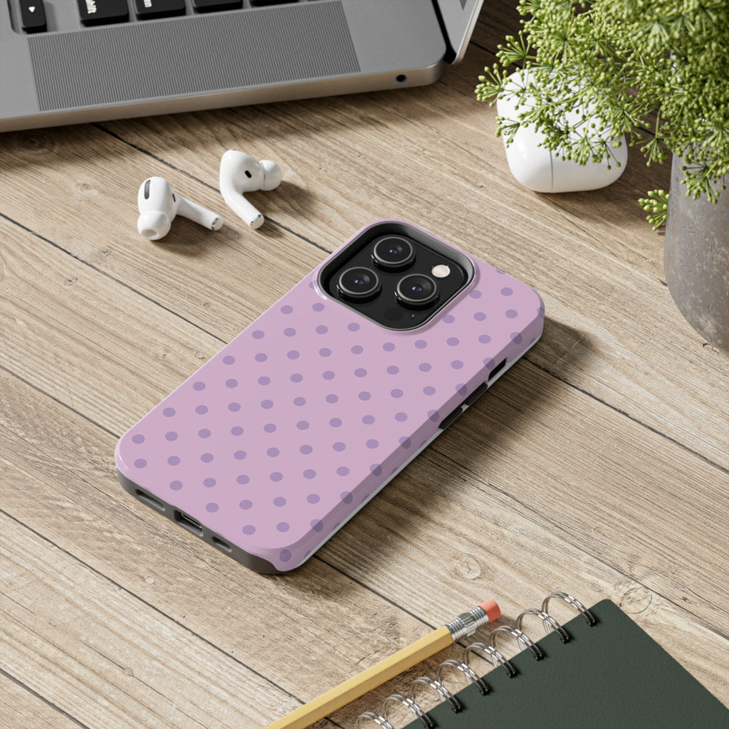 Purple Polka Dot Tough Phone Case — Durable Protective Phone Cover