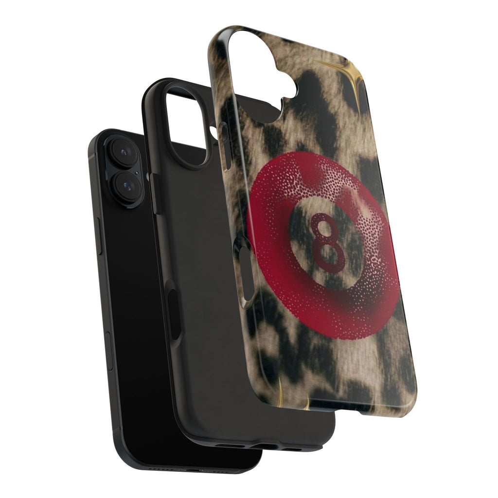 8 Ball Leopard Phone Case — Tough Protective Phone Case with Red 8-Ball Design
