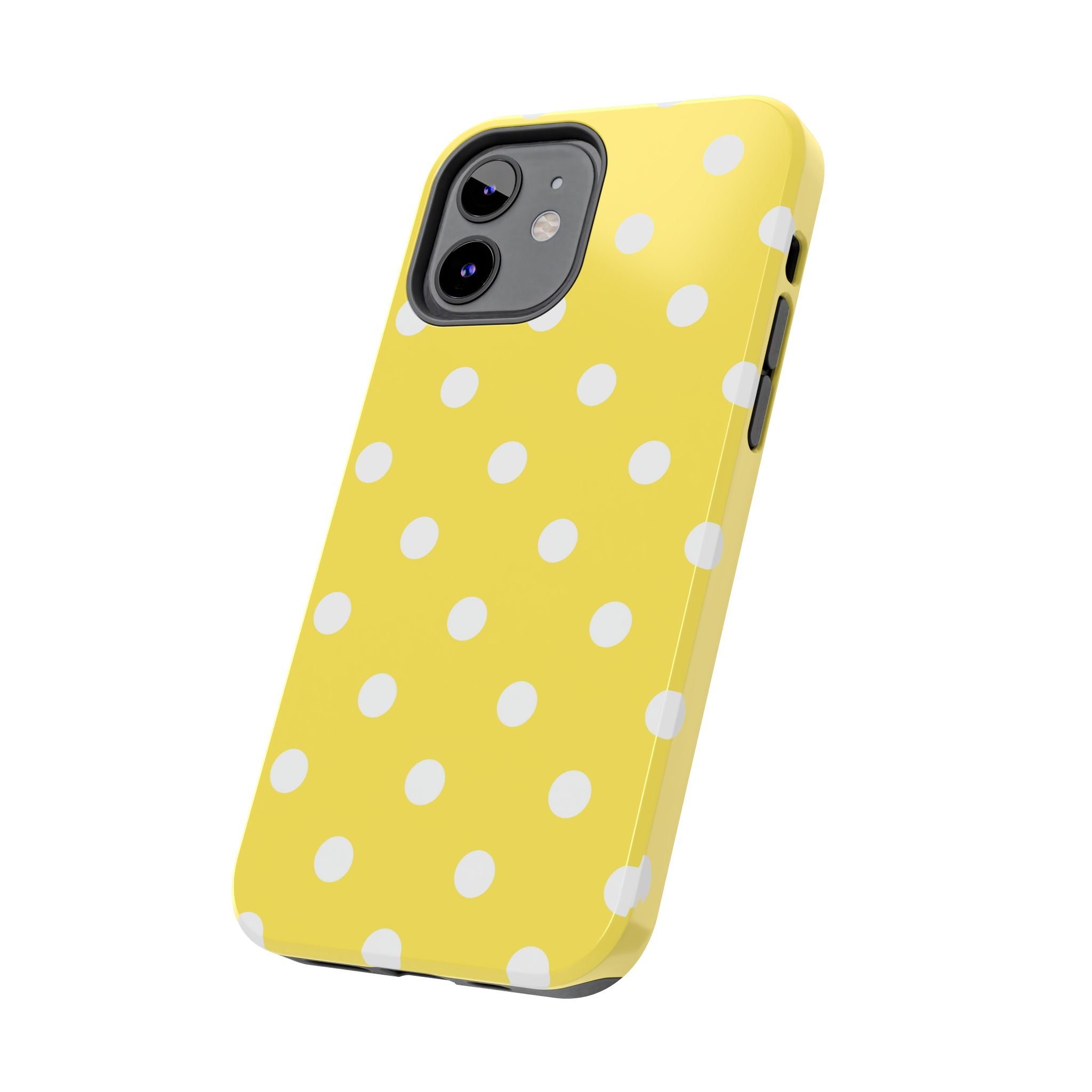 Yellow Polka Dot Tough Phone Case — Cute Protective iPhone Cover