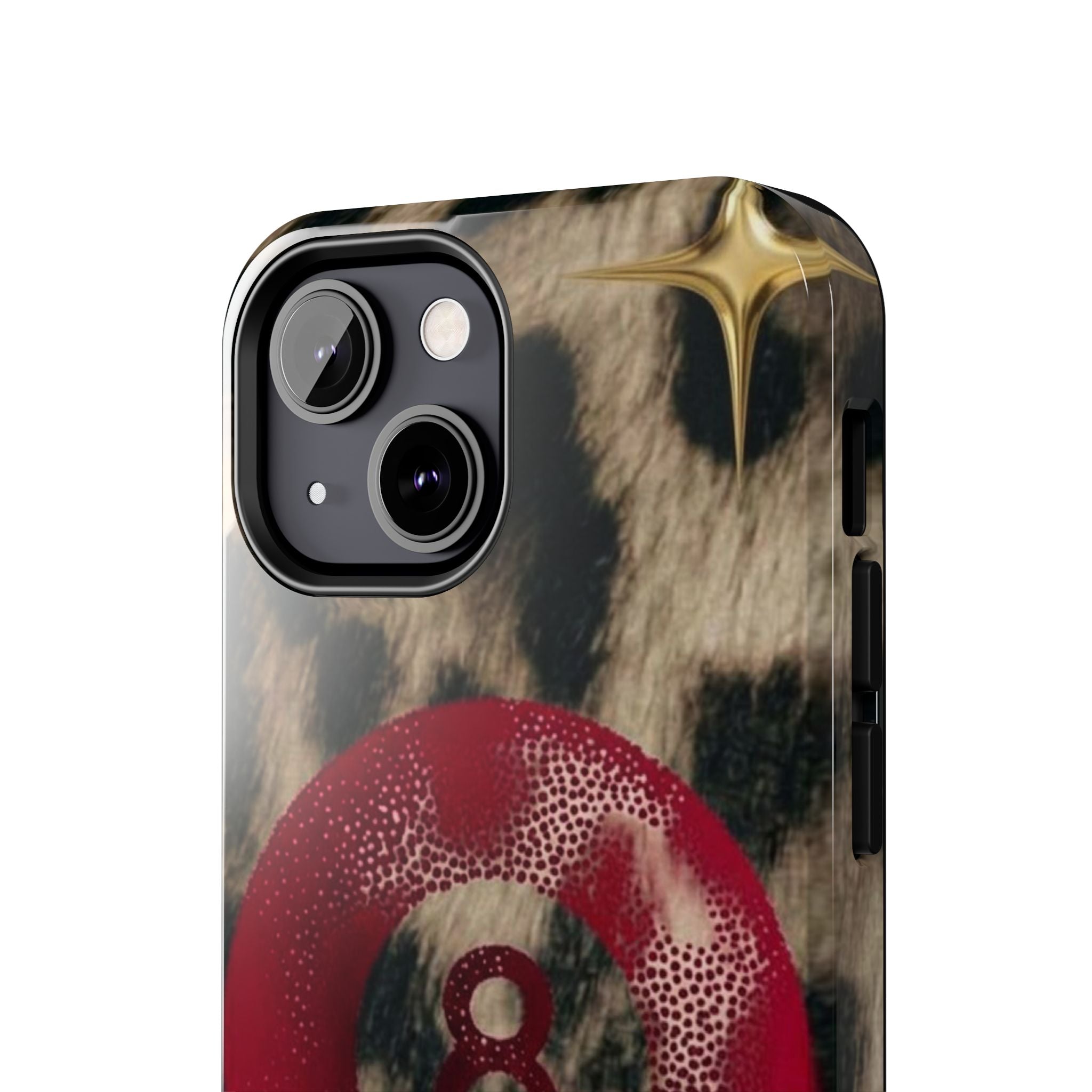 8 Ball Leopard Phone Case — Tough Protective Phone Case with Red 8-Ball Design
