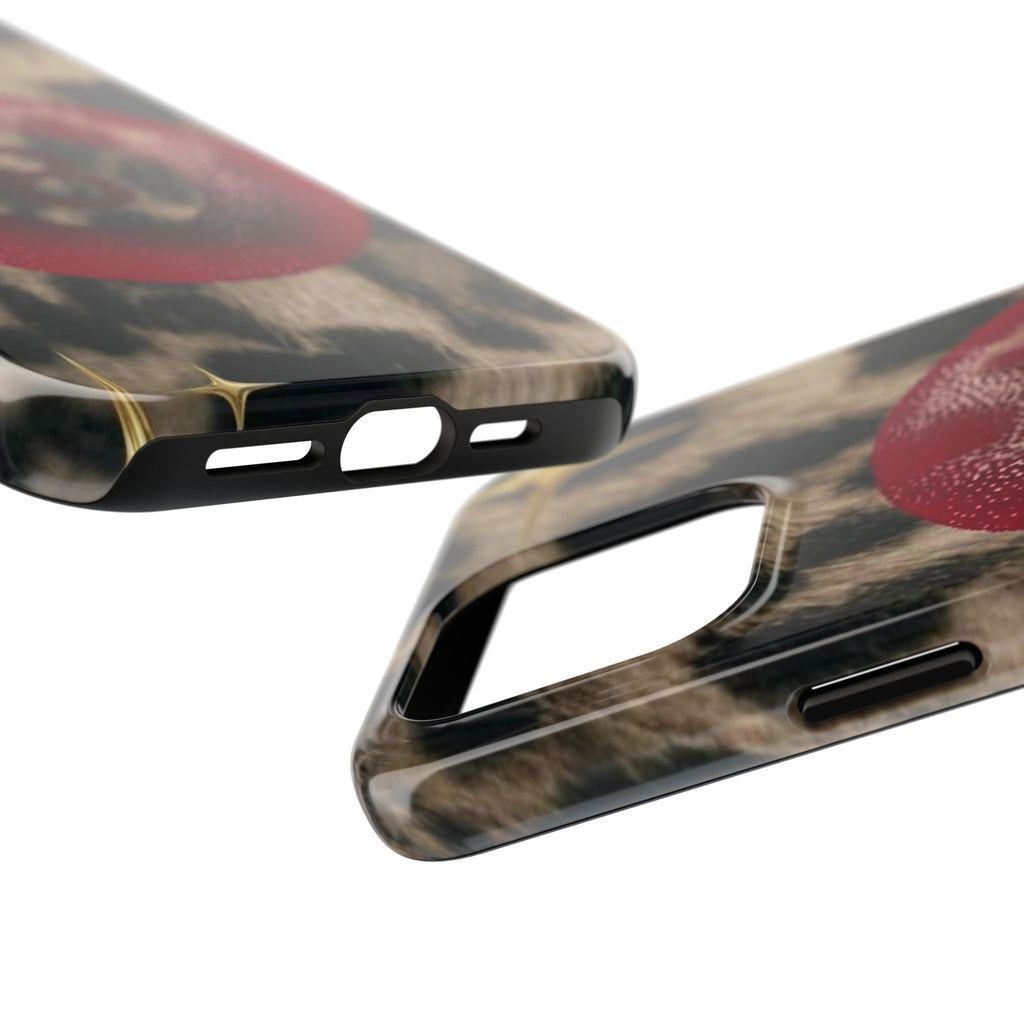 8 Ball Leopard Phone Case — Tough Protective Phone Case with Red 8-Ball Design