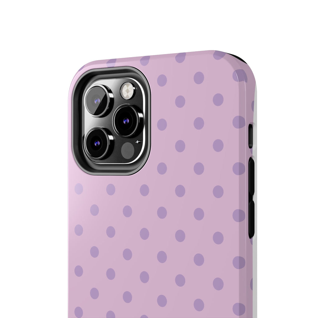 Purple Polka Dot Tough Phone Case — Durable Protective Phone Cover